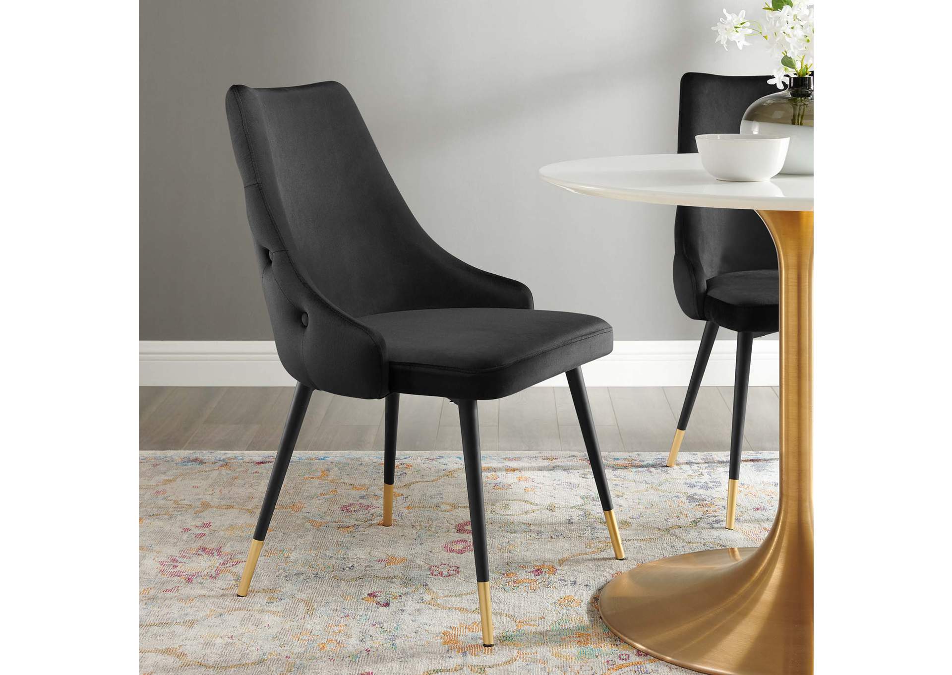 Black Adorn Tufted Performance Velvet Dining Side Chair,Modway
