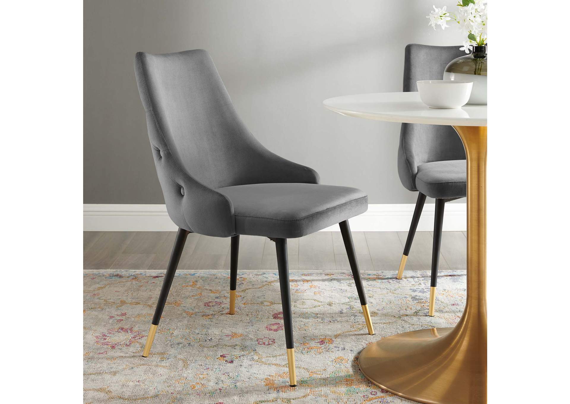 Gray Adorn Tufted Performance Velvet Dining Side Chair,Modway
