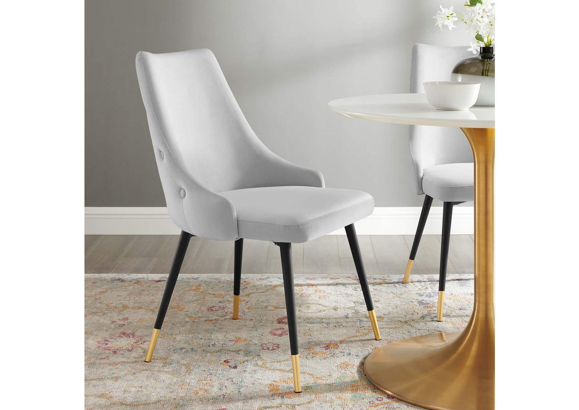 Light Gray Adorn Tufted Performance Velvet Dining Side Chair,Modway