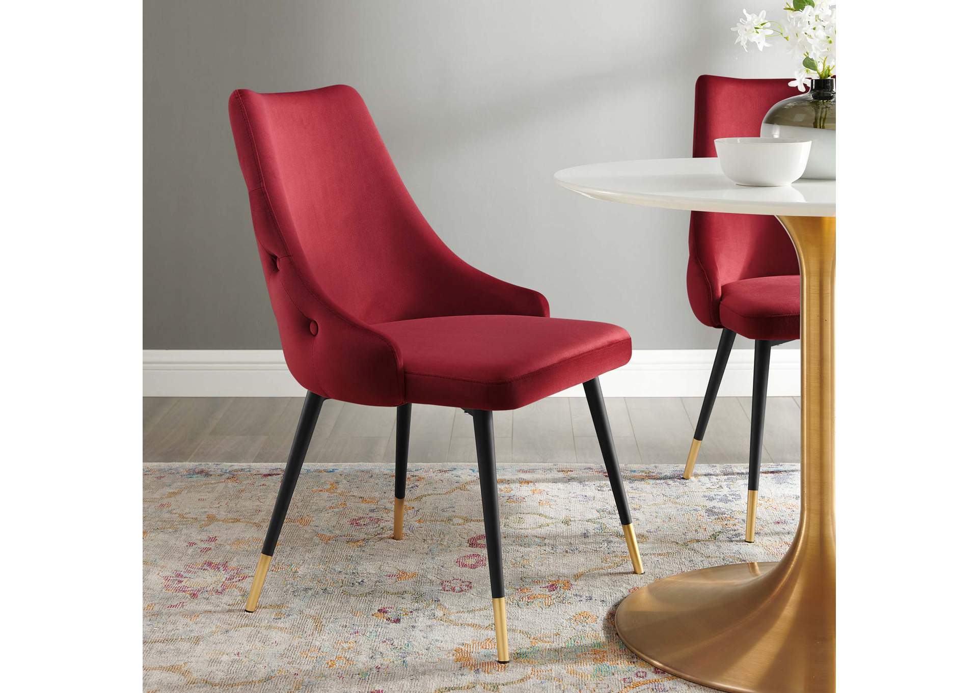 Maroon Adorn Tufted Performance Velvet Dining Side Chair,Modway