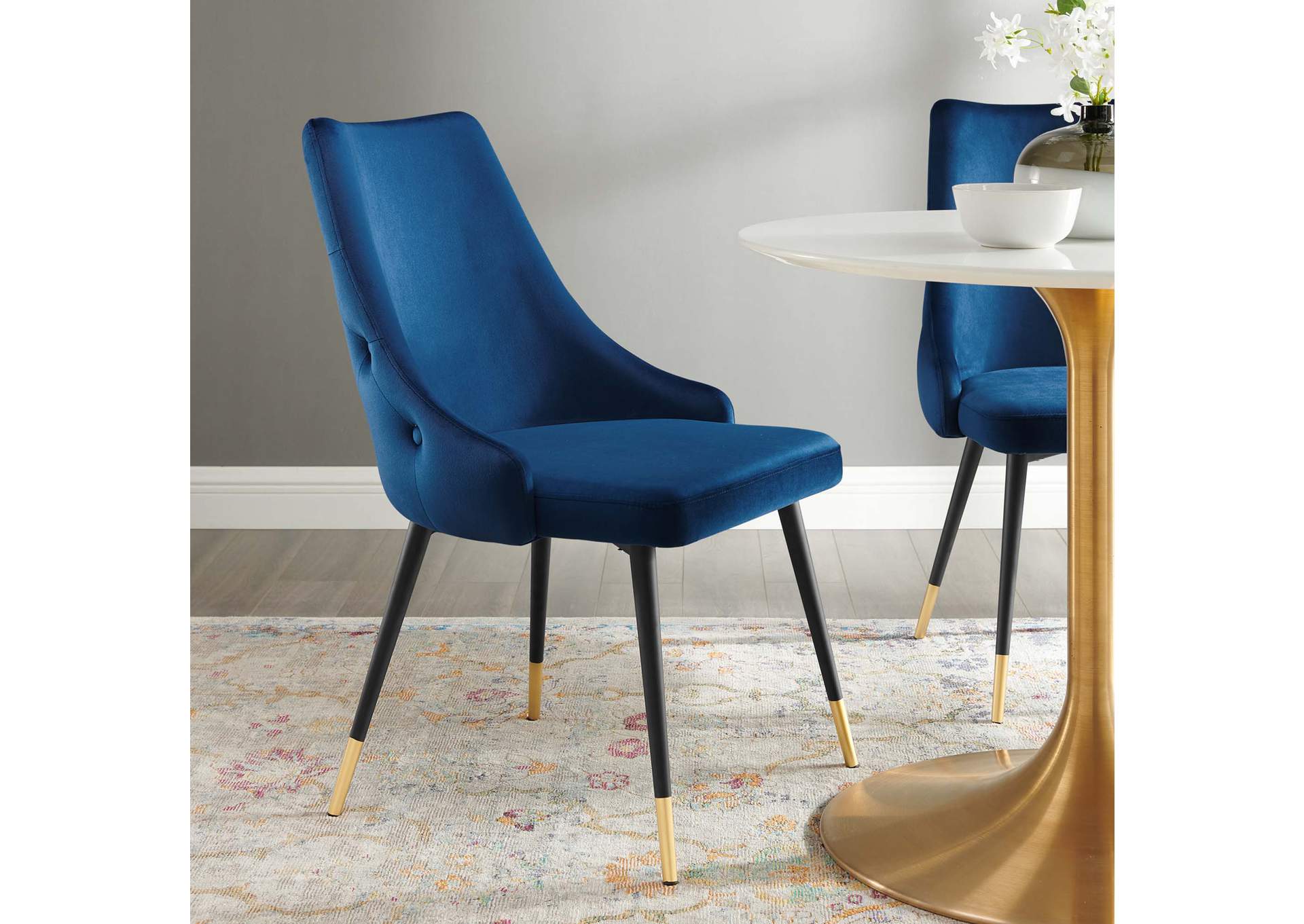 Navy Adorn Tufted Performance Velvet Dining Side Chair,Modway
