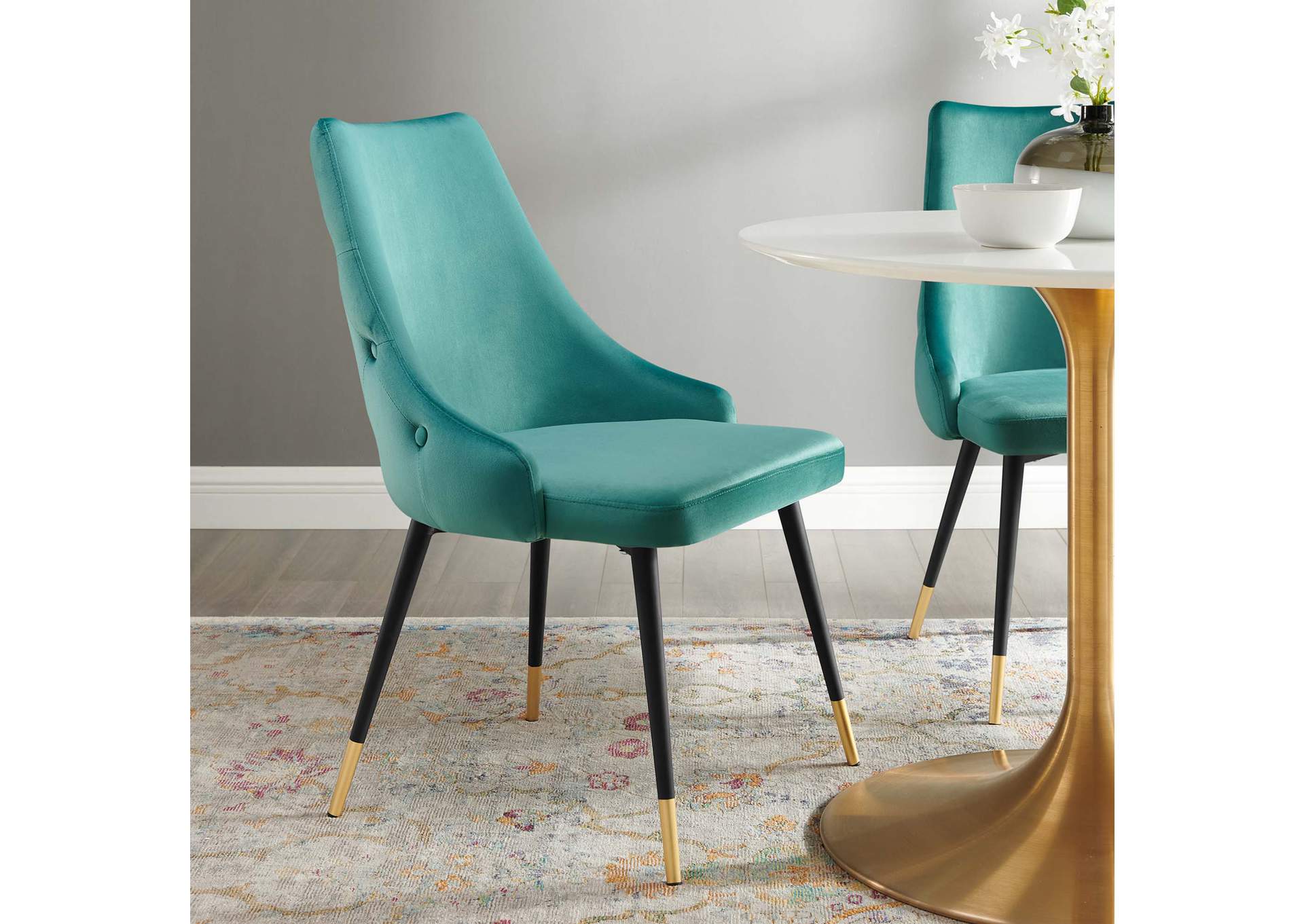Teal Adorn Tufted Performance Velvet Dining Side Chair,Modway