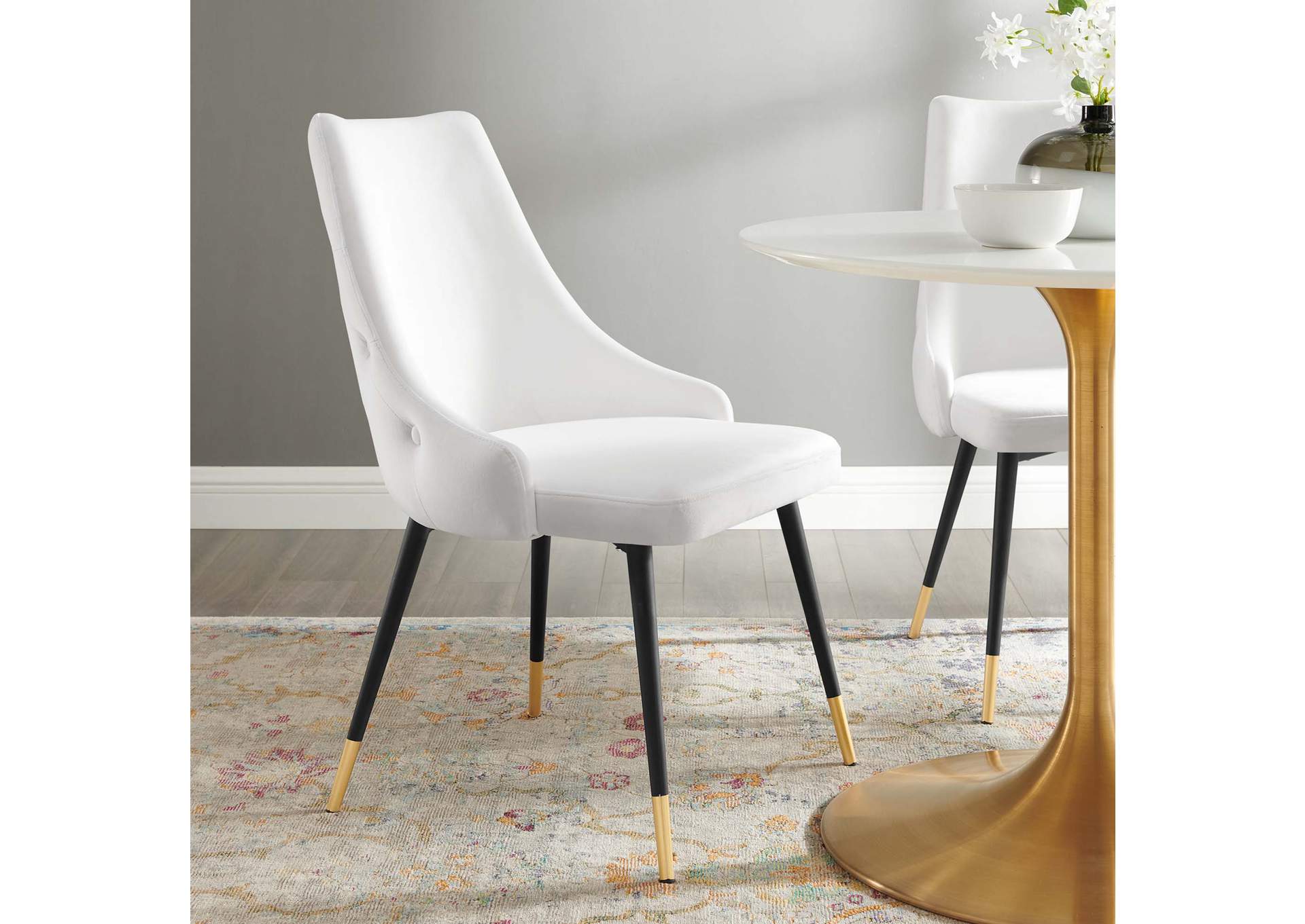 White Adorn Tufted Performance Velvet Dining Side Chair,Modway
