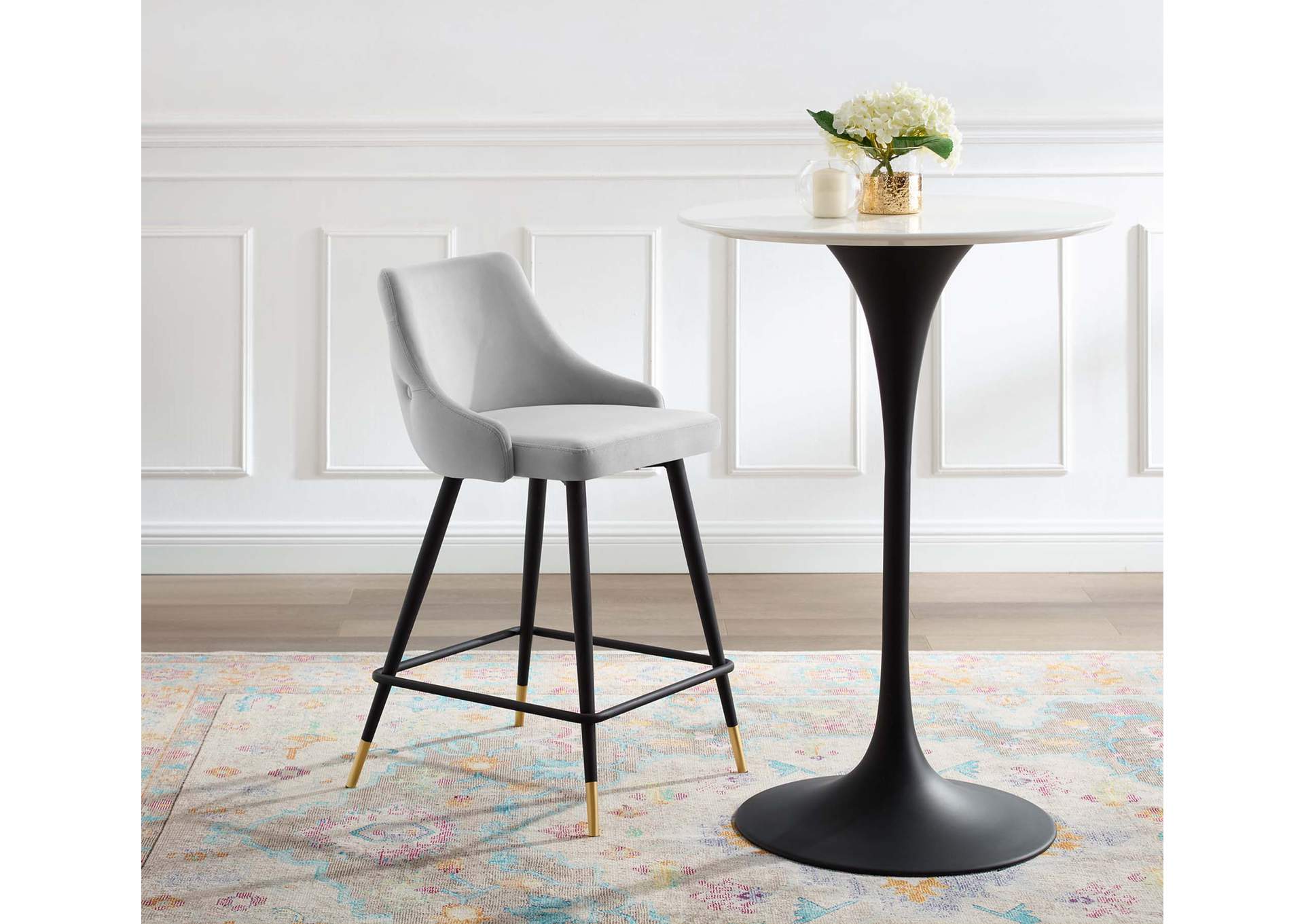 Light Gray Adorn Performance Velvet Counter Stool,Modway