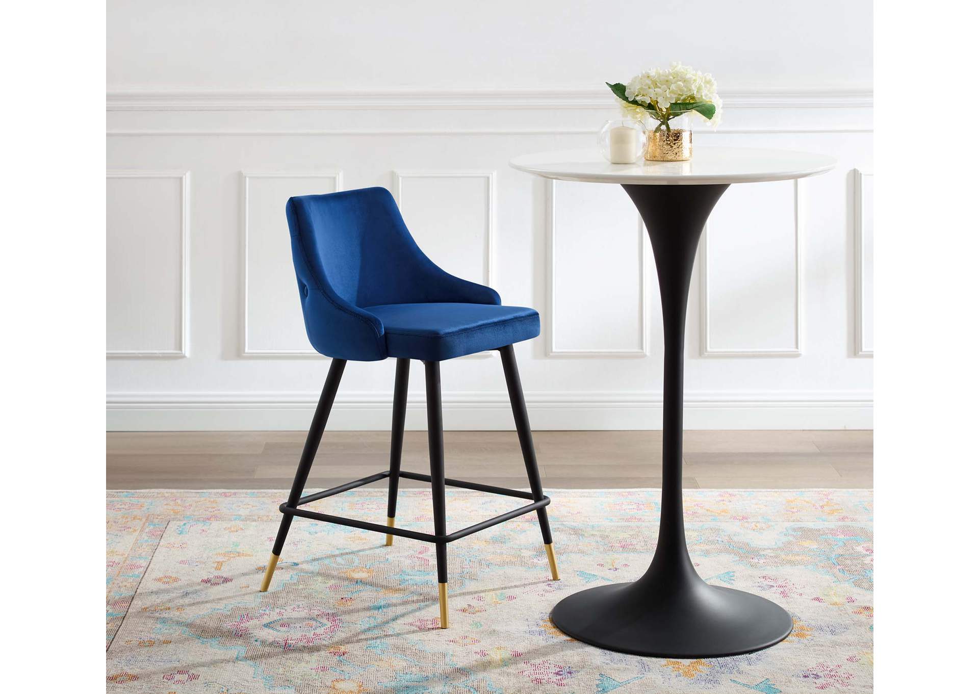Navy Adorn Performance Velvet Counter Stool,Modway