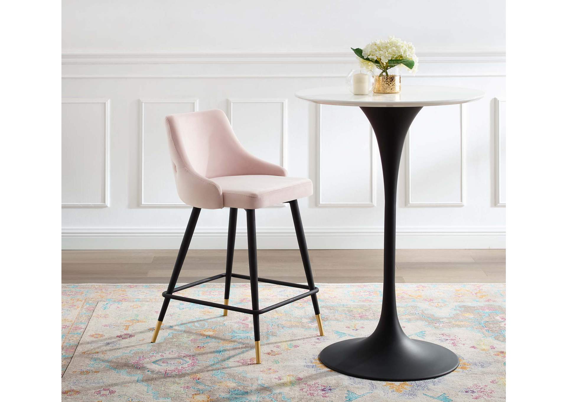 Pink Adorn Performance Velvet Counter Stool,Modway