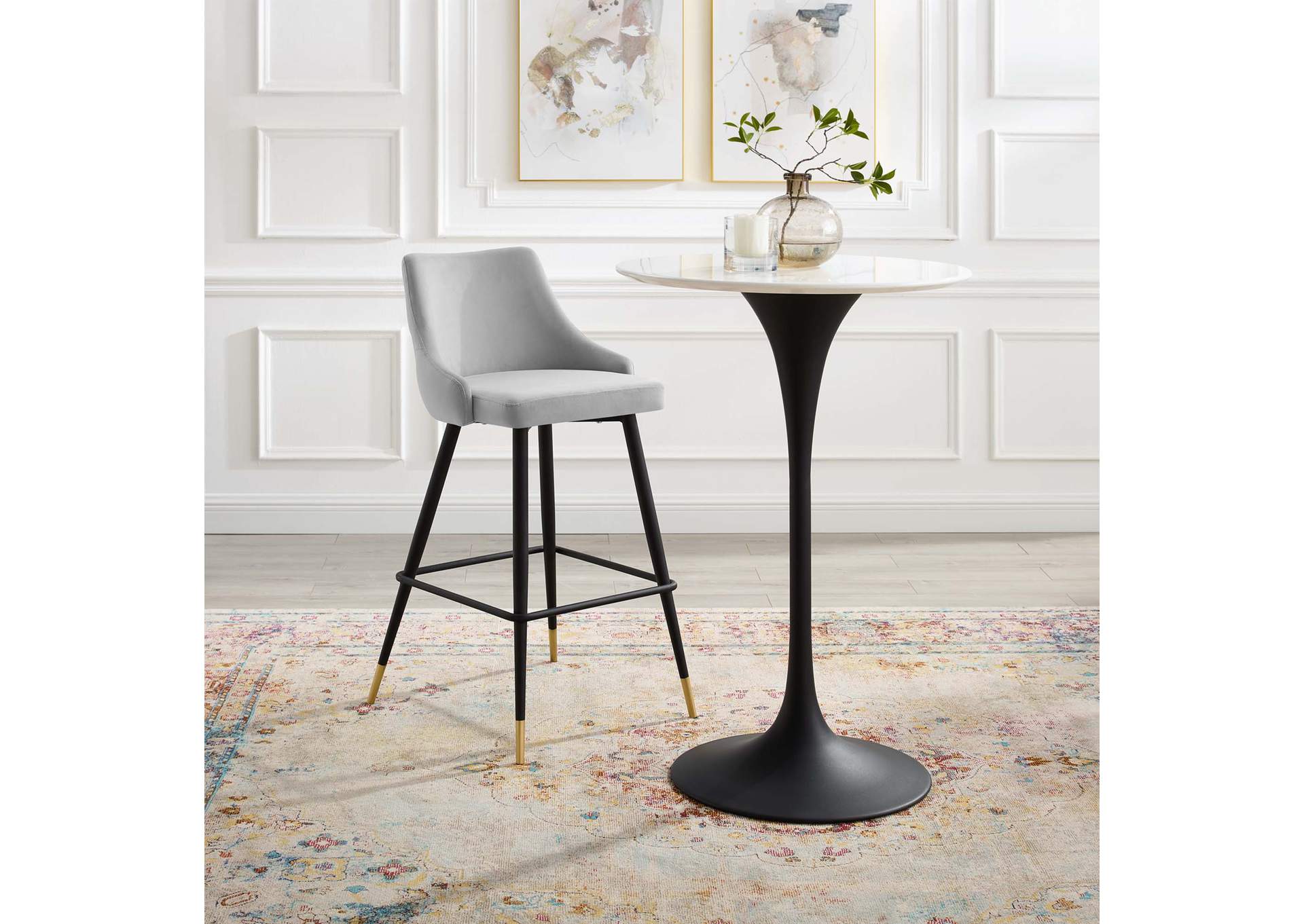 Light Gray Adorn Performance Velvet Bar Stool,Modway
