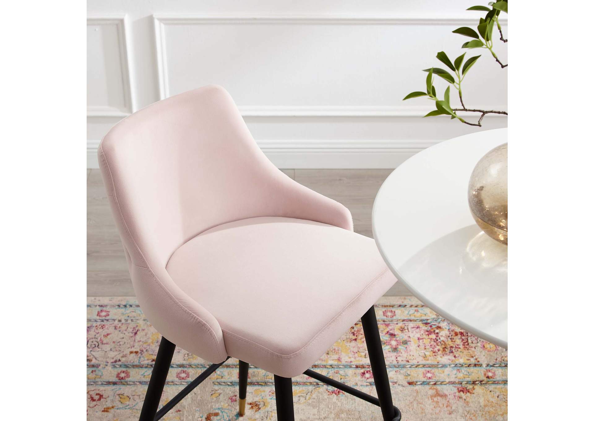 Pink Adorn Performance Velvet Bar Stool,Modway