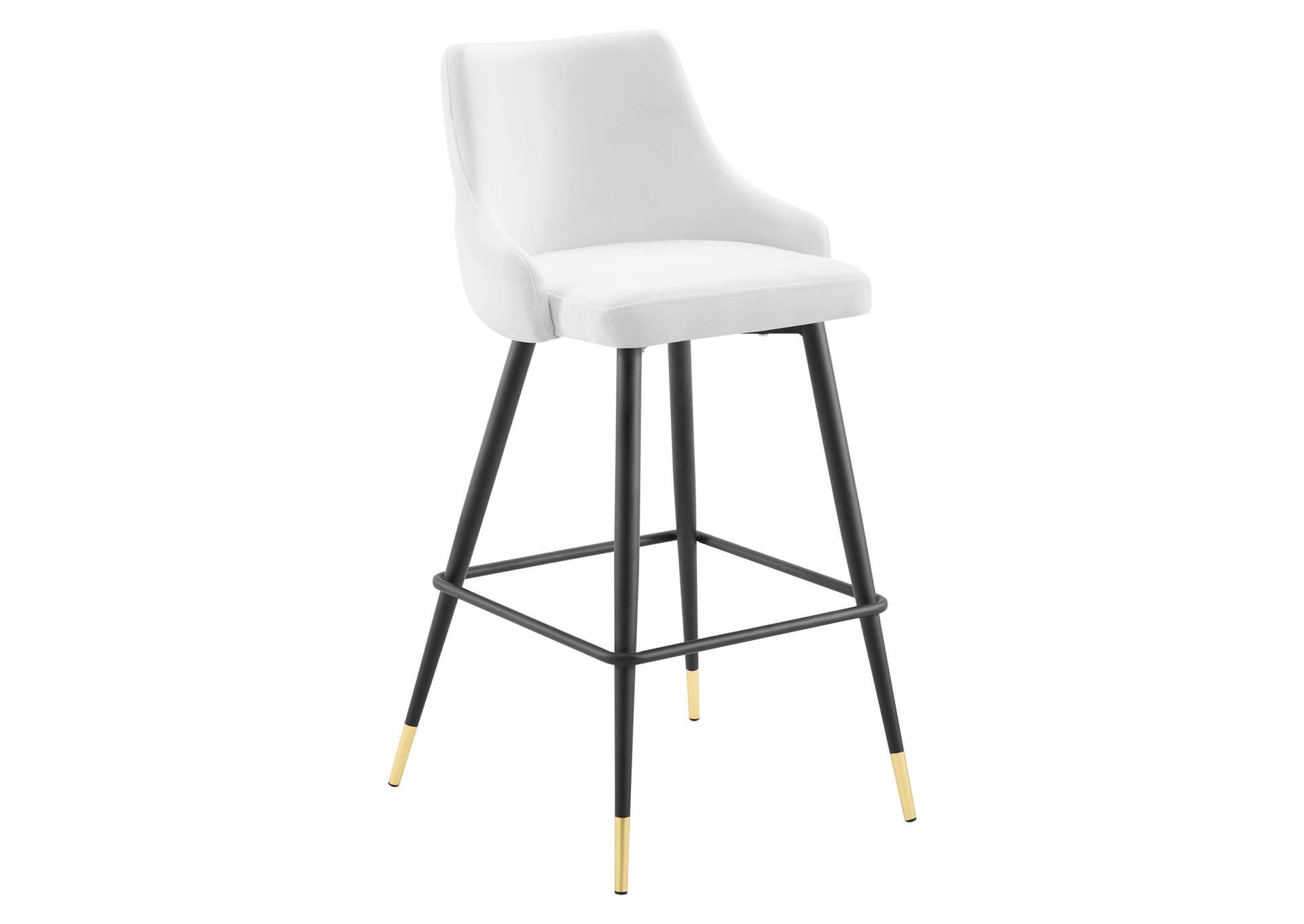 White Adorn Performance Velvet Bar Stool,Modway