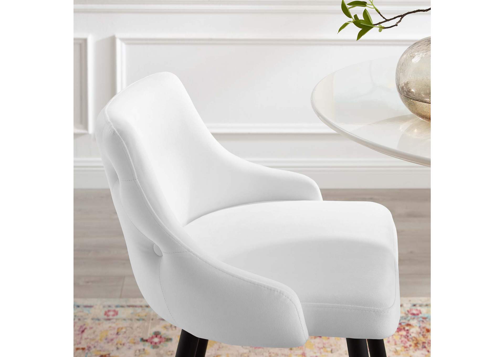 White Adorn Performance Velvet Bar Stool,Modway