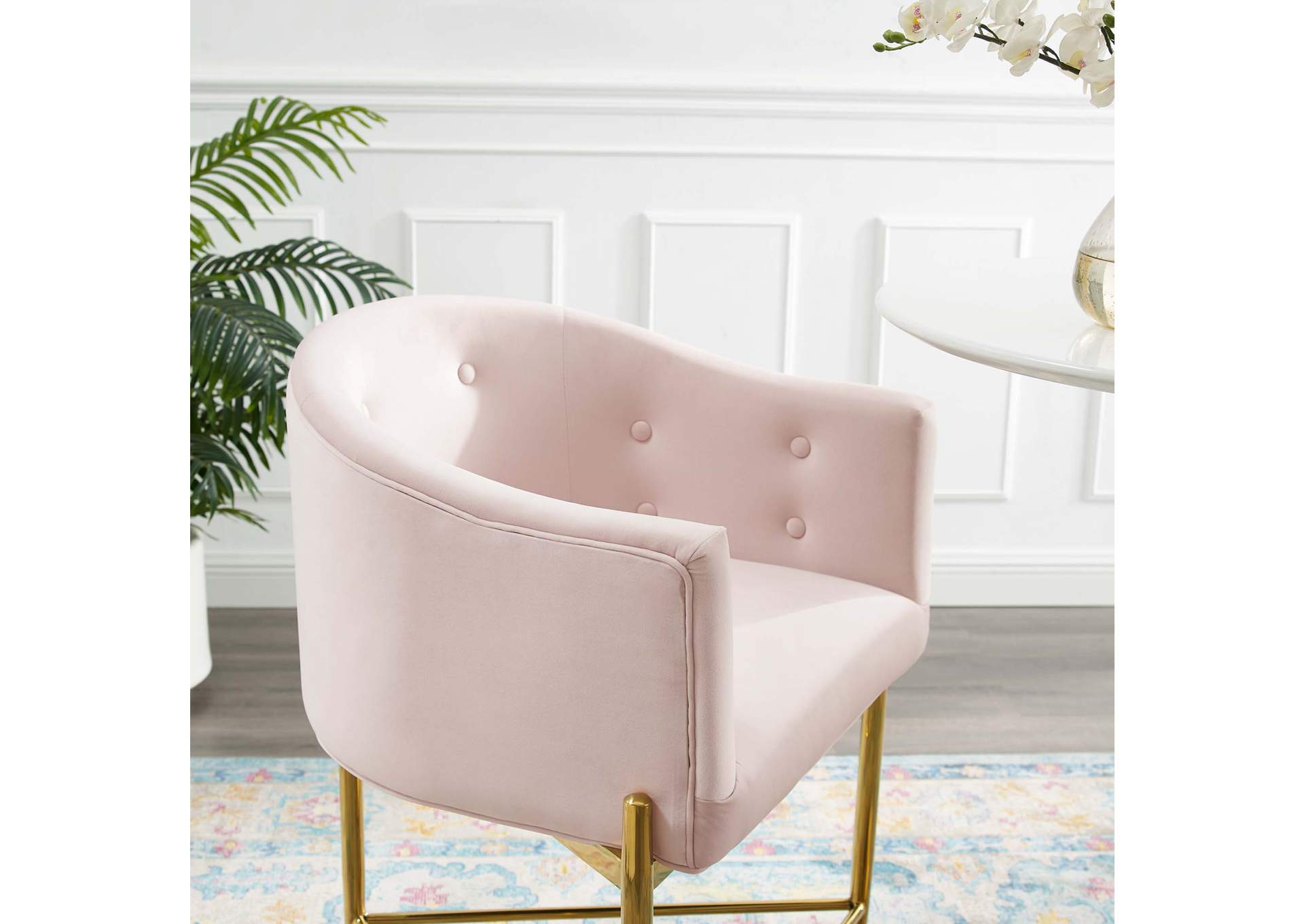 Pink Savour Tufted Counter Stool,Modway