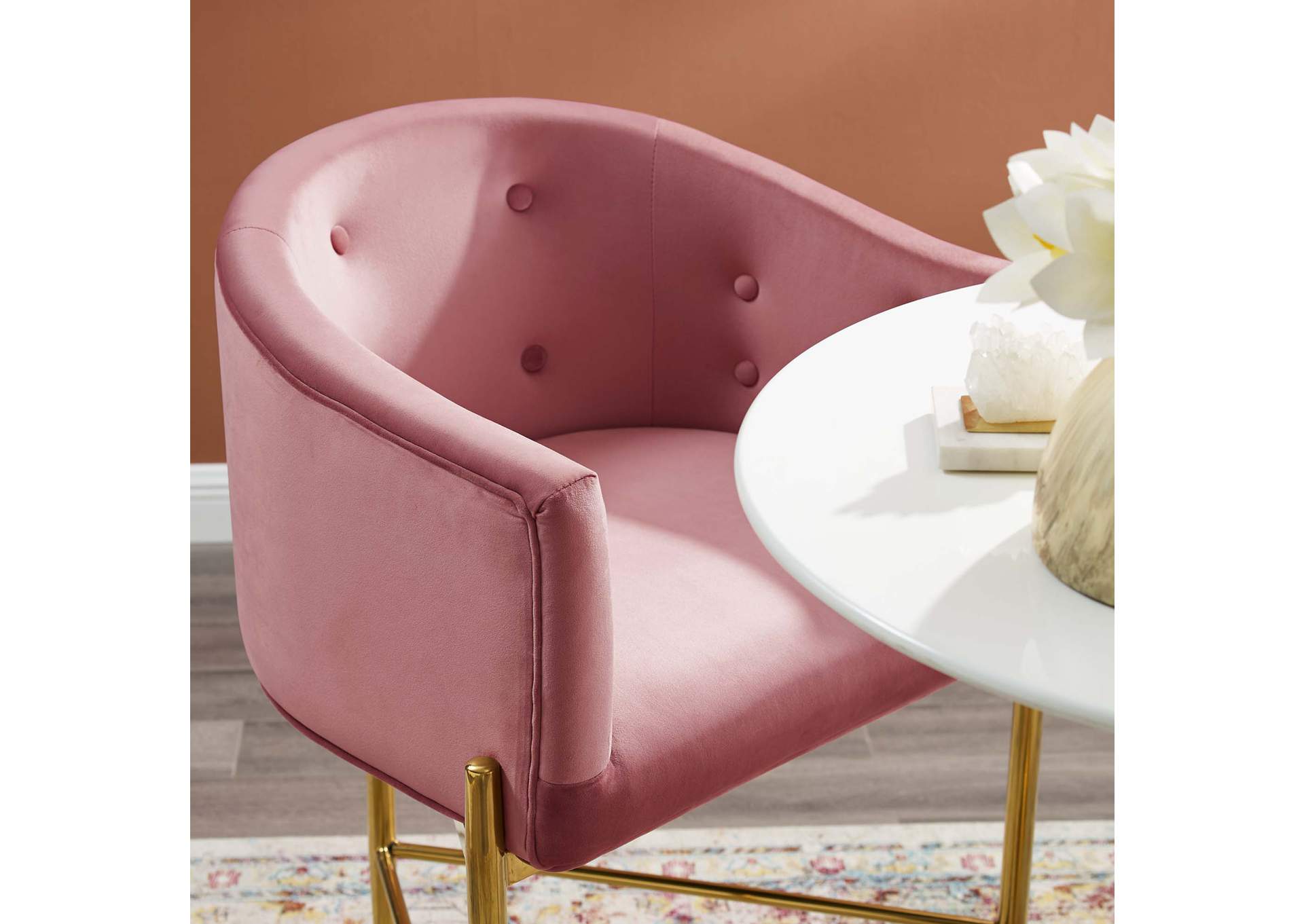 Dusty Rose Savour Tufted Performance Velvet Bar Stool,Modway