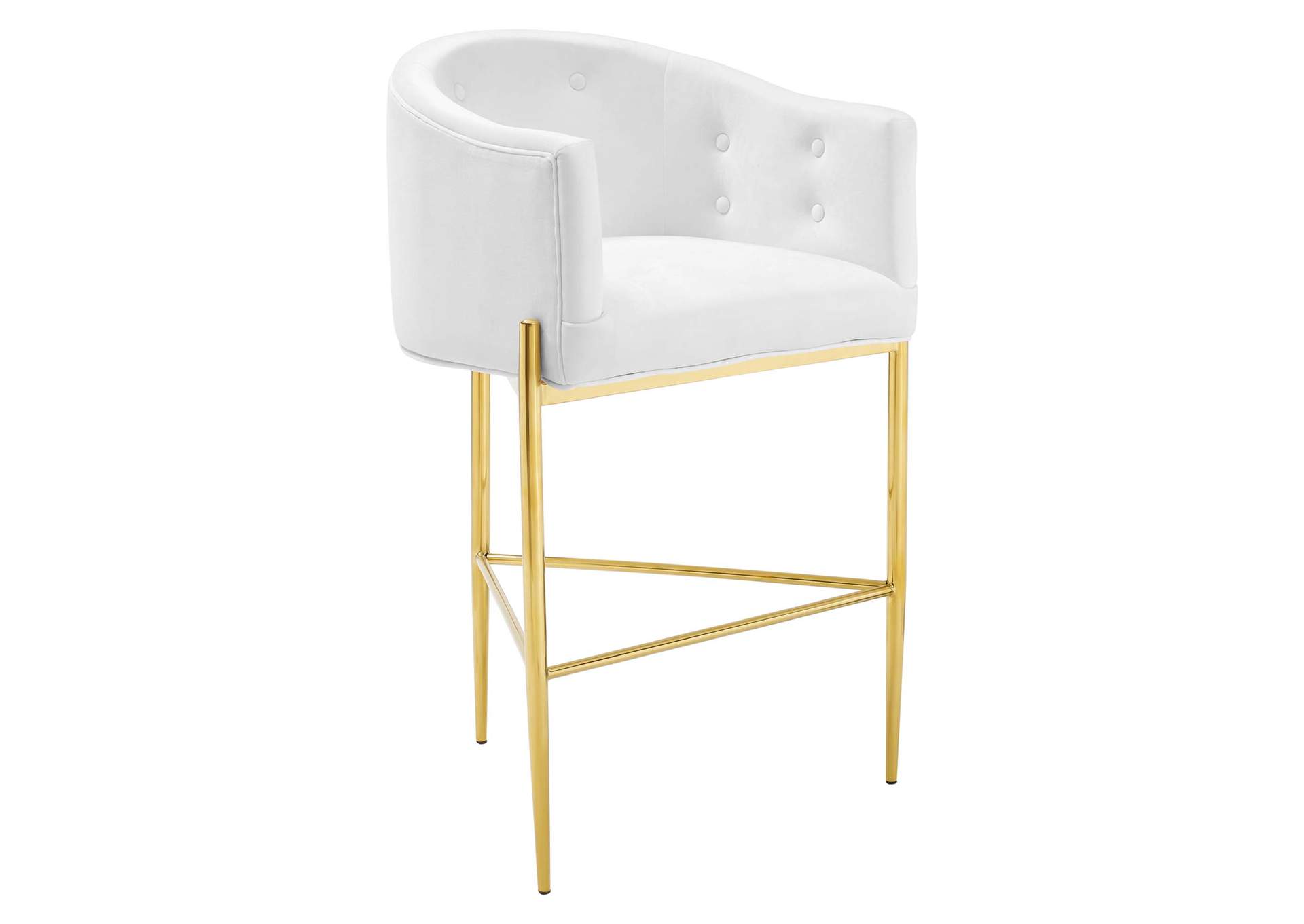 White Savour Tufted Performance Velvet Bar Stool,Modway