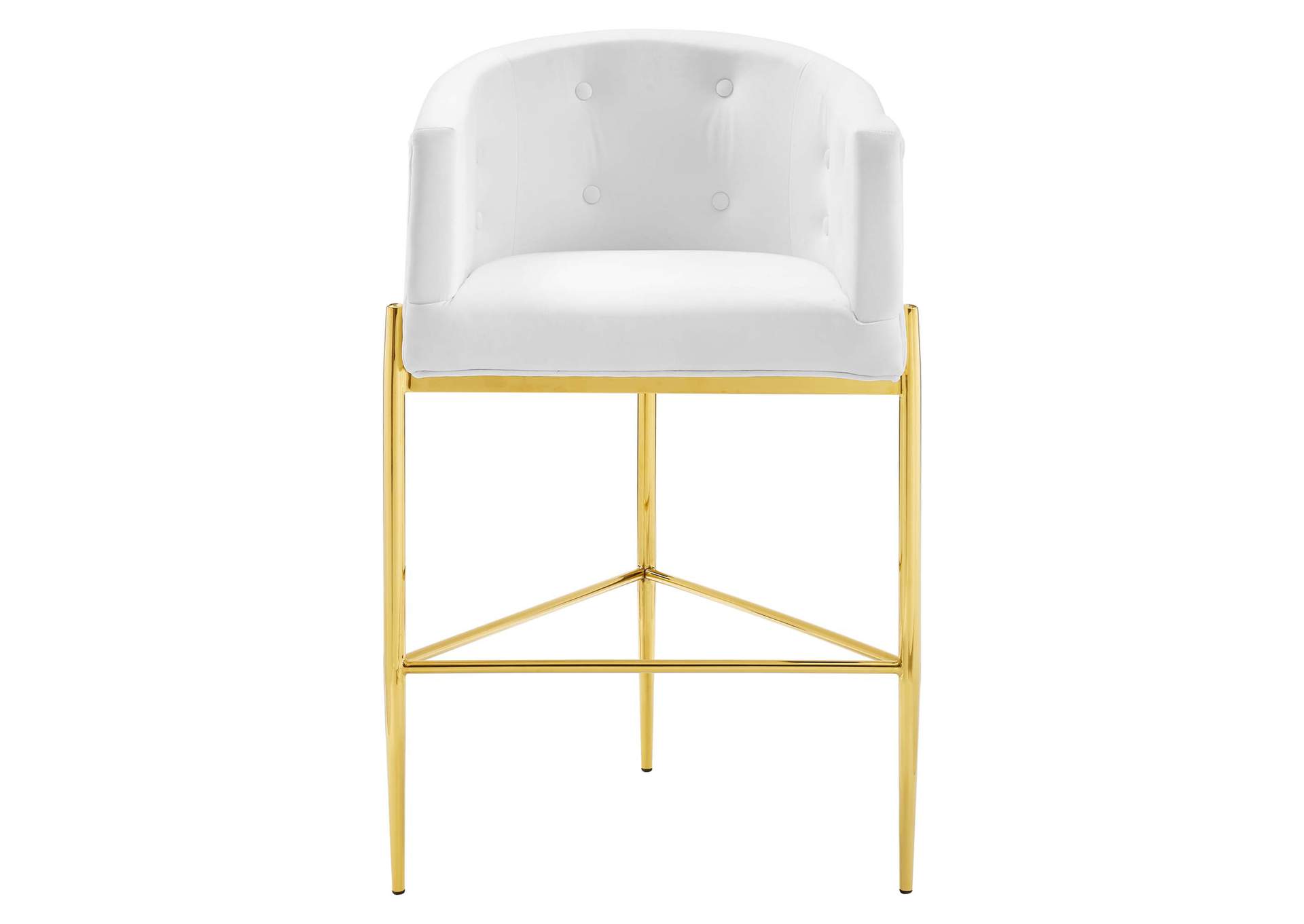 White Savour Tufted Performance Velvet Bar Stool,Modway