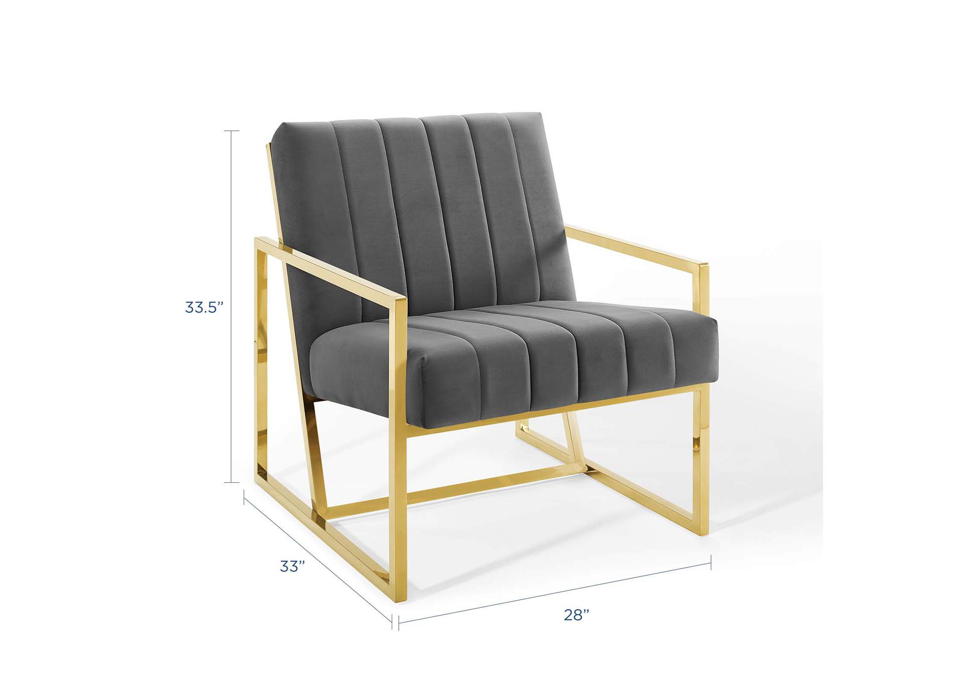 Charcoal Inspire Channel Tufted Performance Velvet Arm Chair,Modway