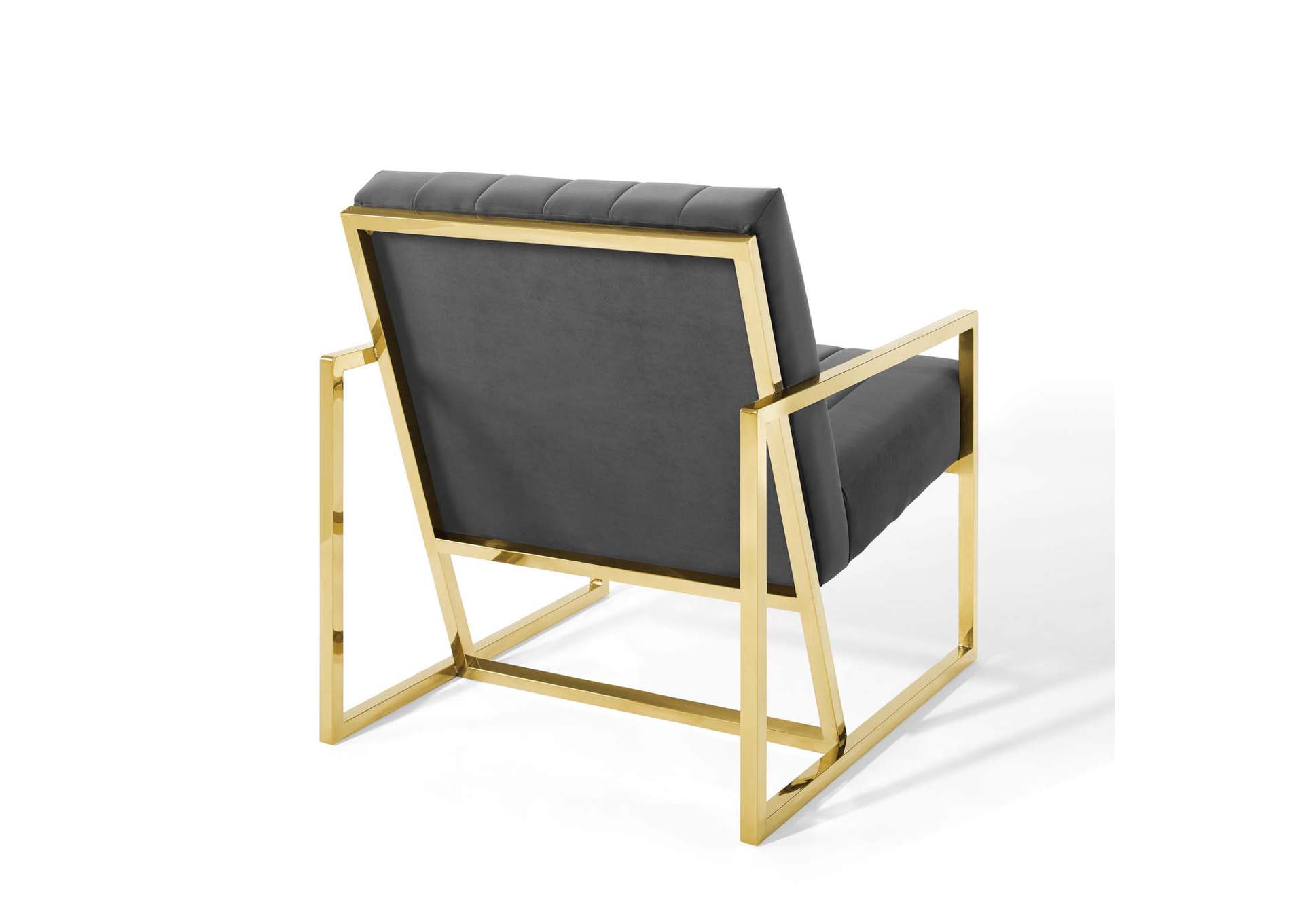 Charcoal Inspire Channel Tufted Performance Velvet Arm Chair,Modway