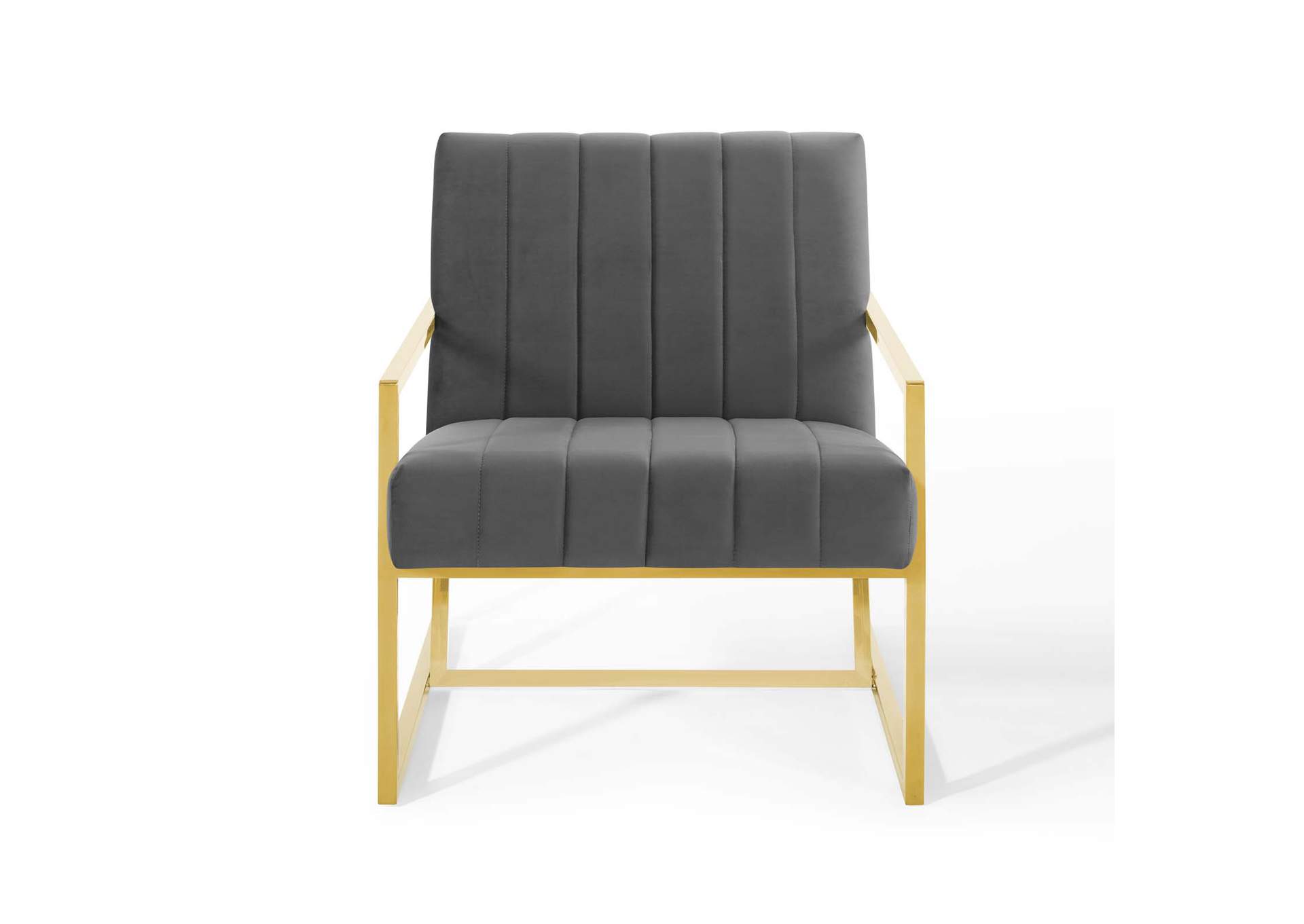 Charcoal Inspire Channel Tufted Performance Velvet Arm Chair,Modway