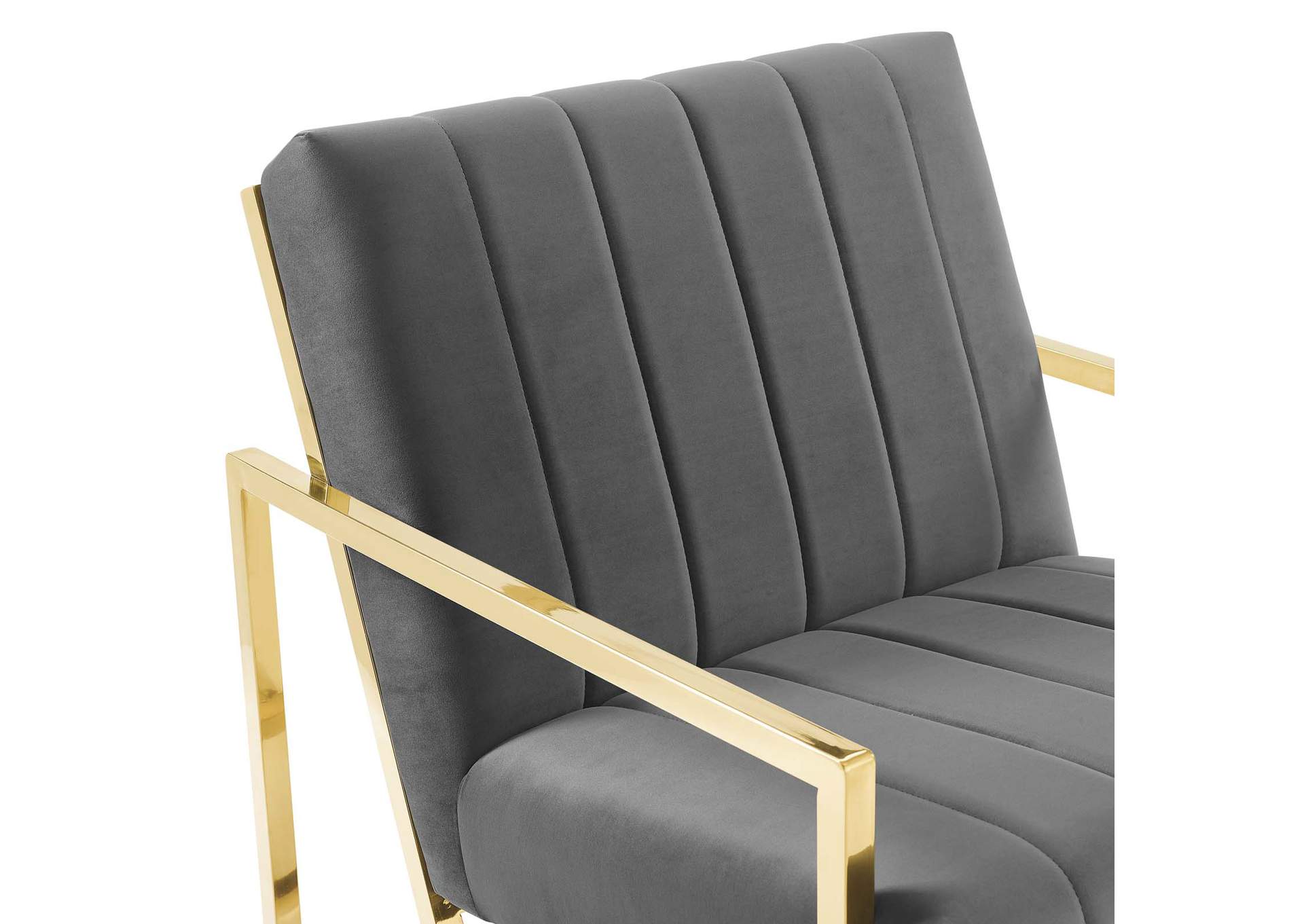 Charcoal Inspire Channel Tufted Performance Velvet Arm Chair,Modway