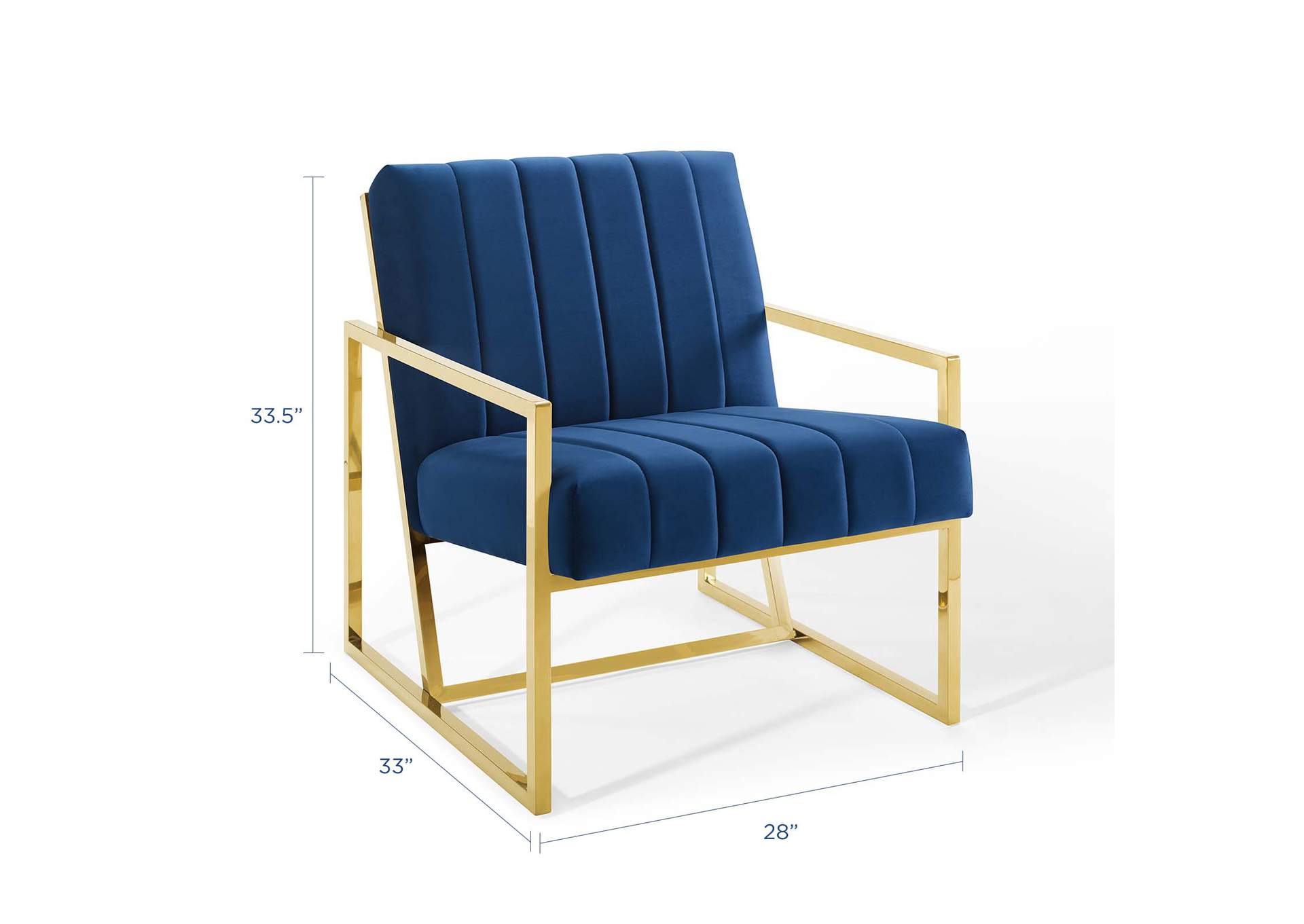 Navy Inspire Channel Tufted Performance Velvet Arm Chair,Modway