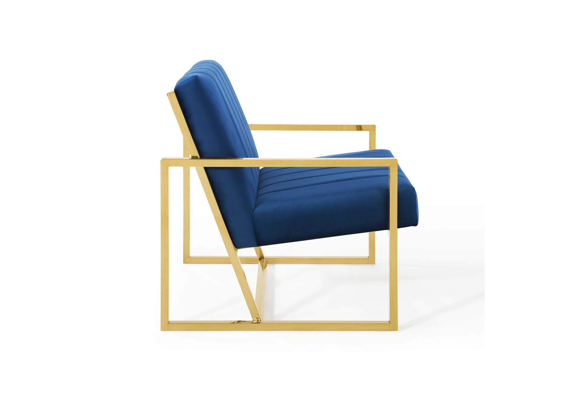 Navy Inspire Channel Tufted Performance Velvet Arm Chair,Modway