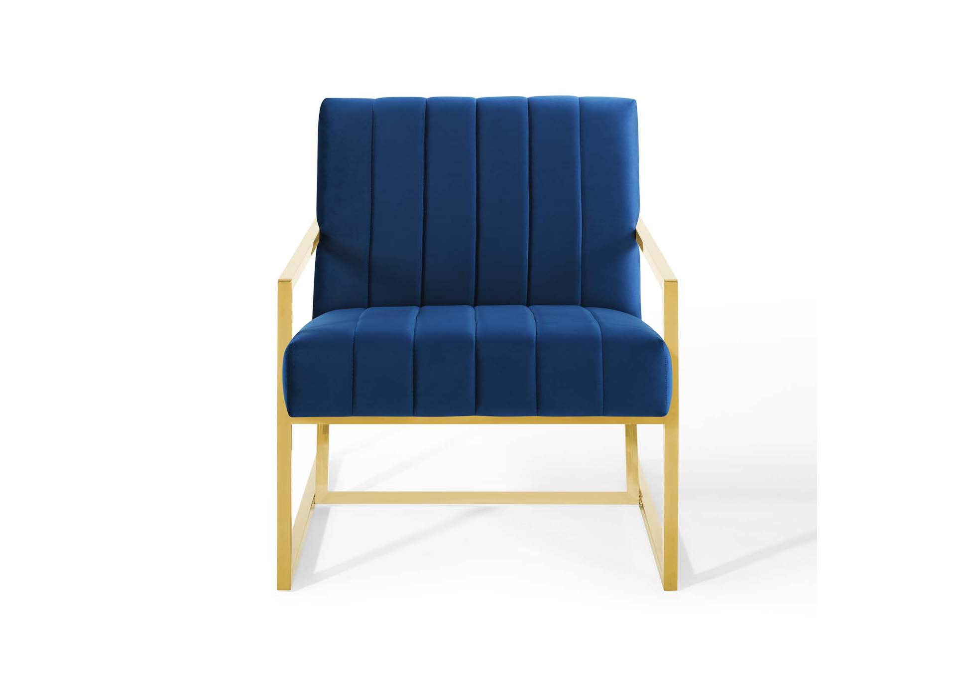 Navy Inspire Channel Tufted Performance Velvet Arm Chair,Modway