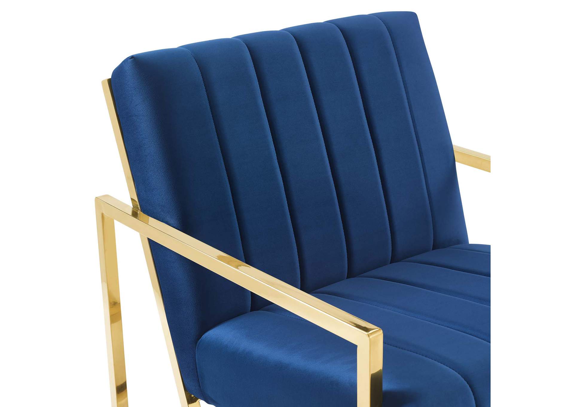 Navy Inspire Channel Tufted Performance Velvet Arm Chair,Modway