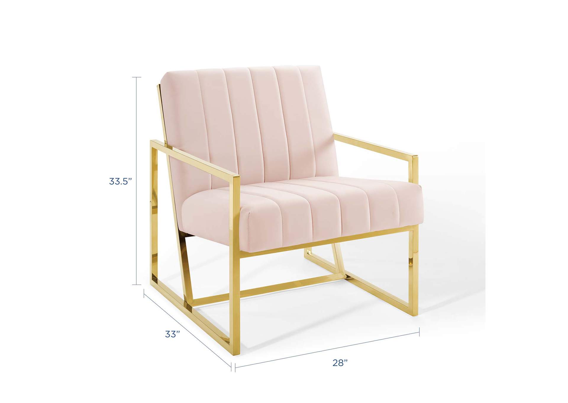 Pink Inspire Channel Tufted Performance Velvet Arm Chair,Modway
