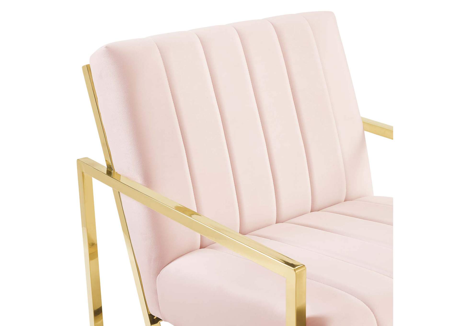 Pink Inspire Channel Tufted Performance Velvet Arm Chair,Modway