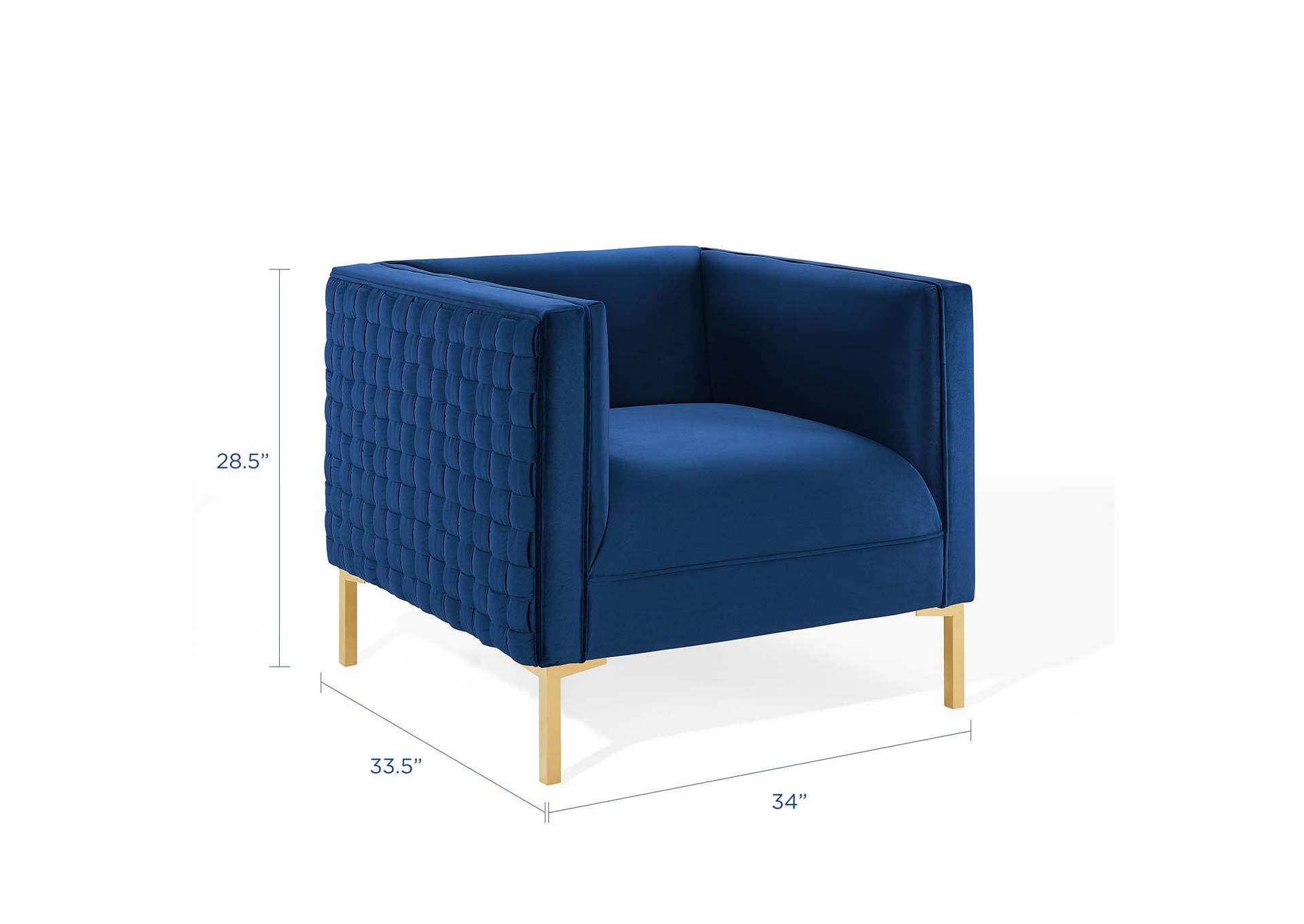 Navy Resonate Performance Velvet Arm Chair,Modway
