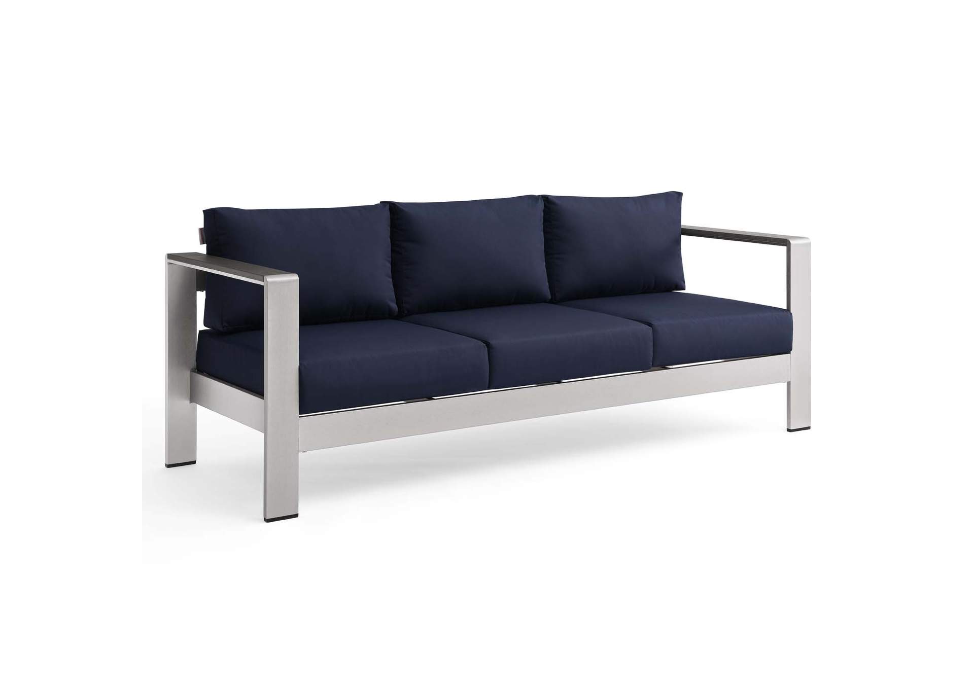 Silver Navy Shore Outdoor Patio Aluminum Sofa,Modway
