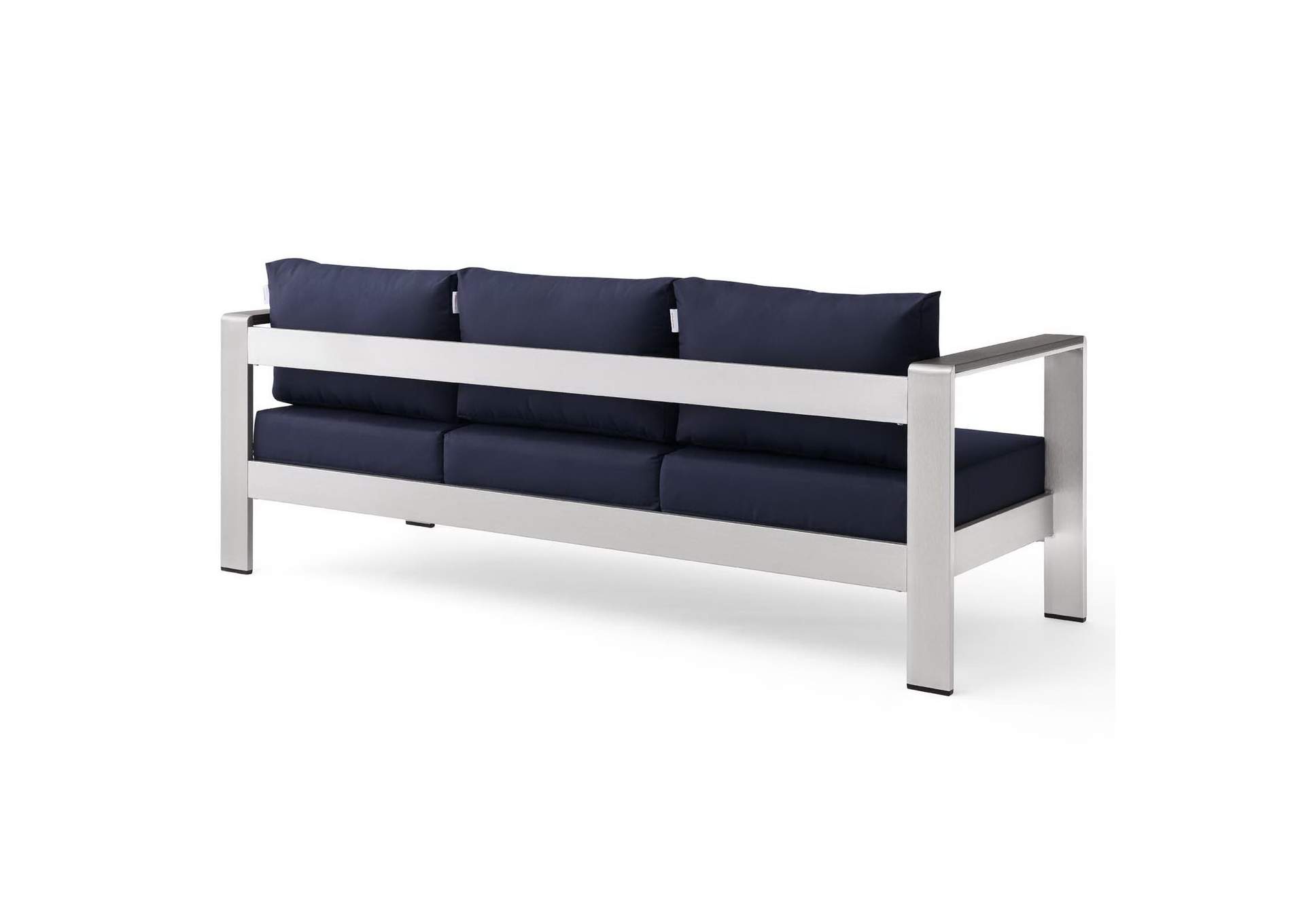 Silver Navy Shore Outdoor Patio Aluminum Sofa,Modway