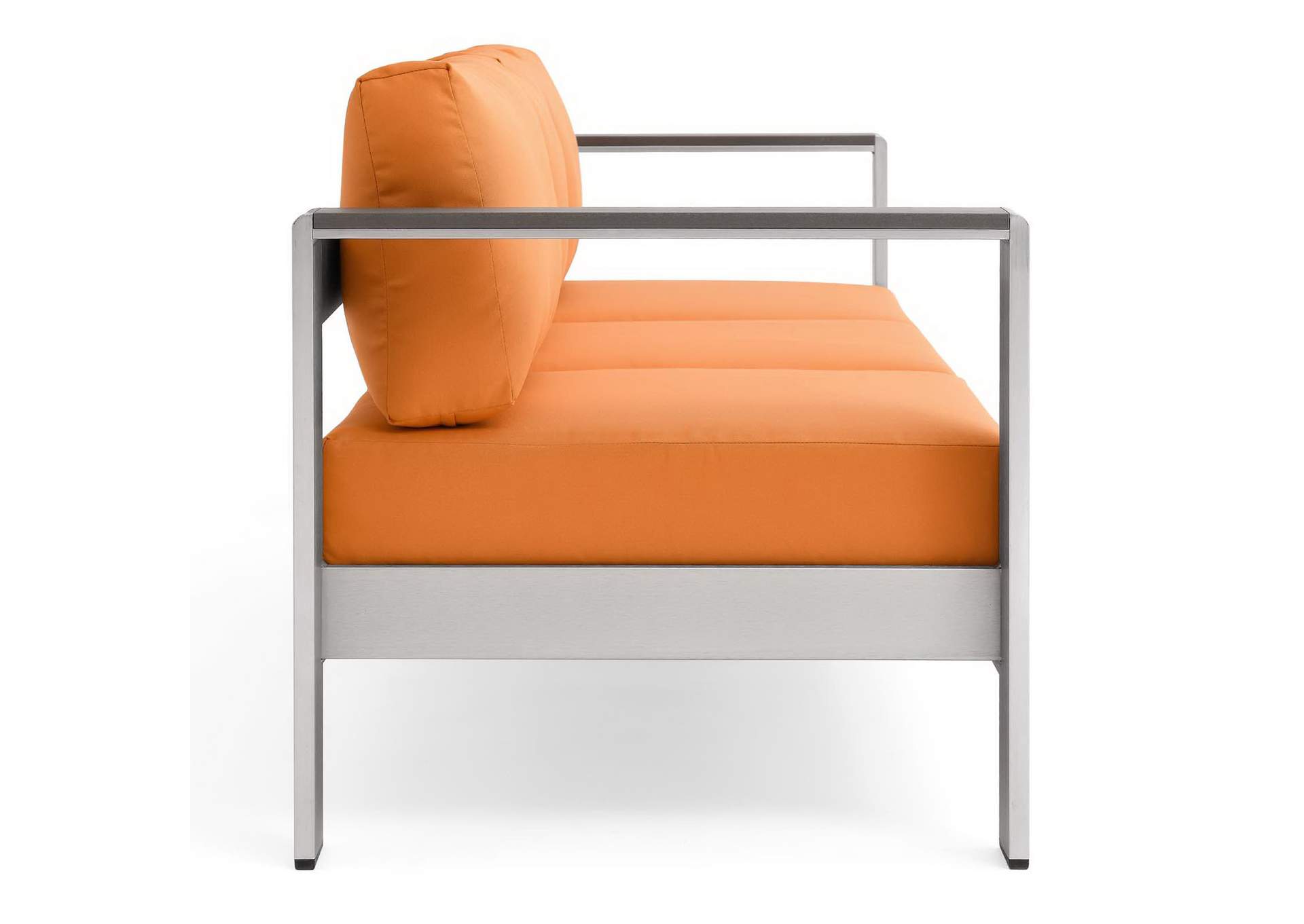 Silver Orange Shore Outdoor Patio Aluminum Sofa,Modway