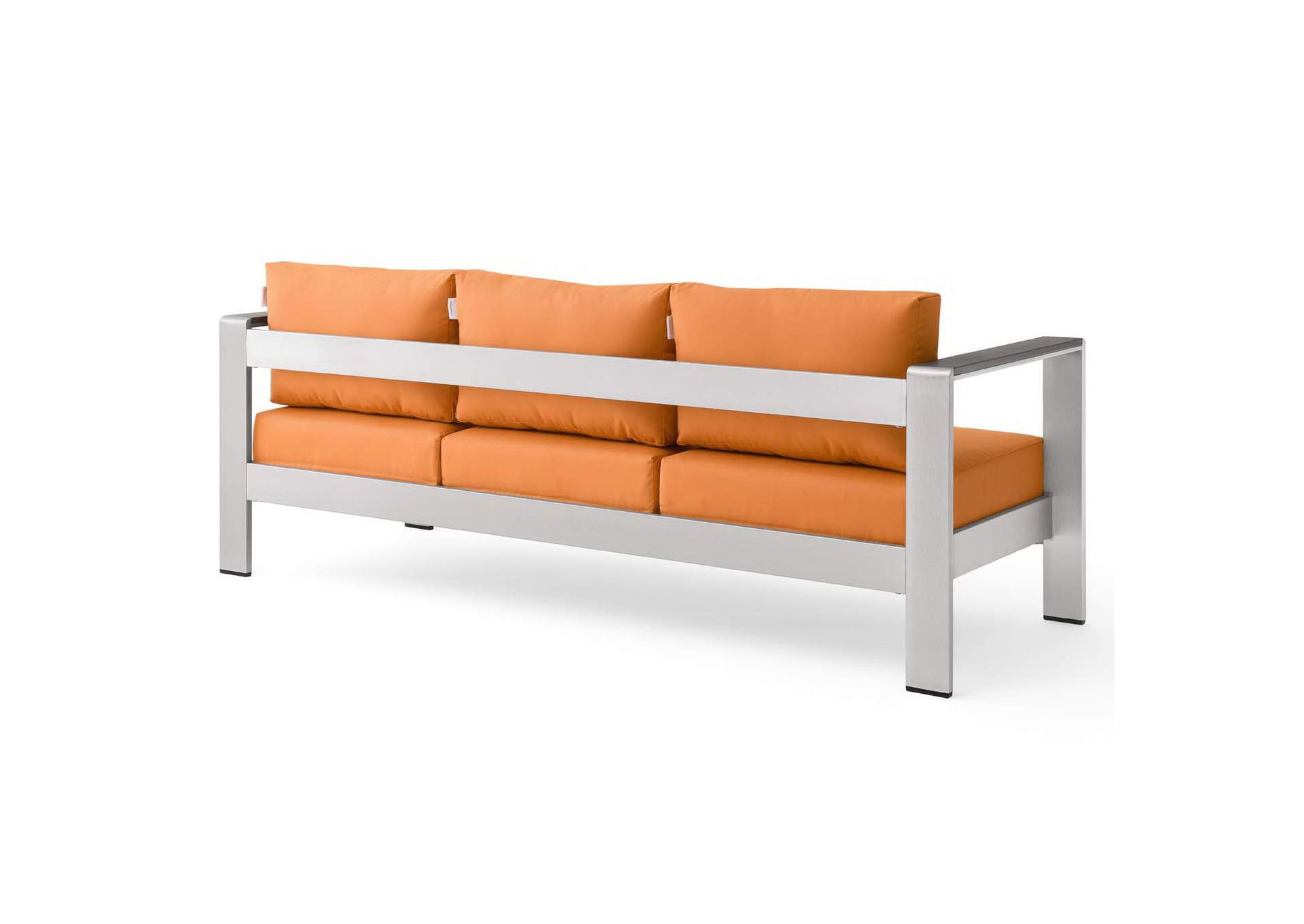 Silver Orange Shore Outdoor Patio Aluminum Sofa,Modway