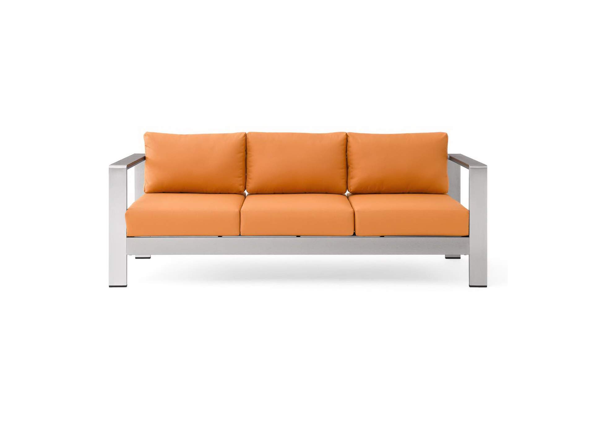 Silver Orange Shore Outdoor Patio Aluminum Sofa,Modway