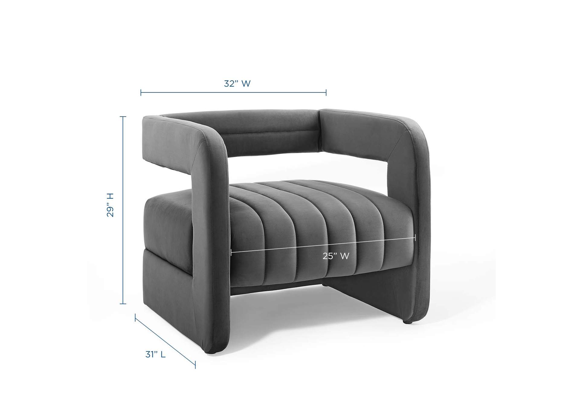 Charcoal Range Tufted Performance Velvet Accent Arm Chair,Modway