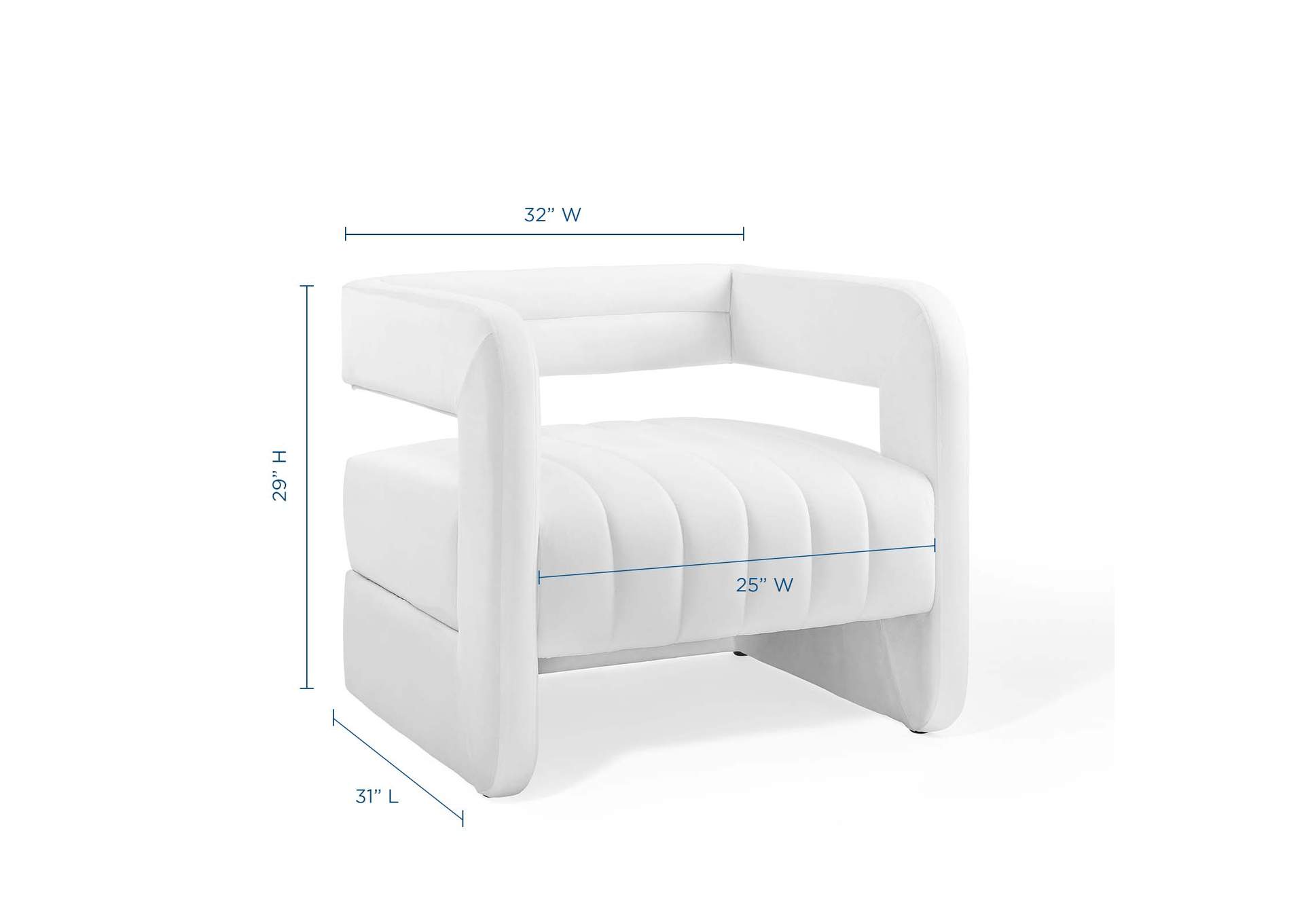 White Range Tufted Performance Velvet Accent Arm Chair,Modway