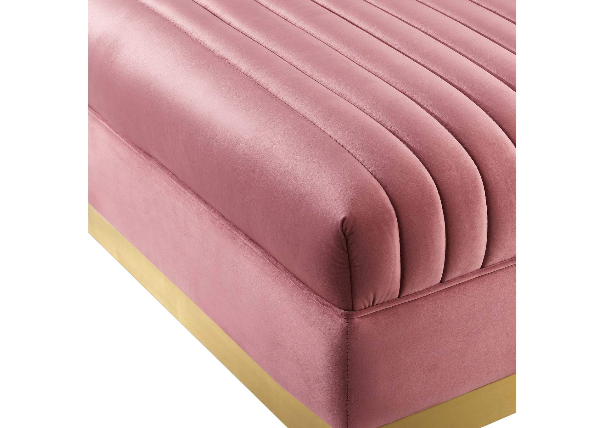 Dusty Rose Sanguine 3 Piece Performance Velvet Sectional Sofa Set,Modway