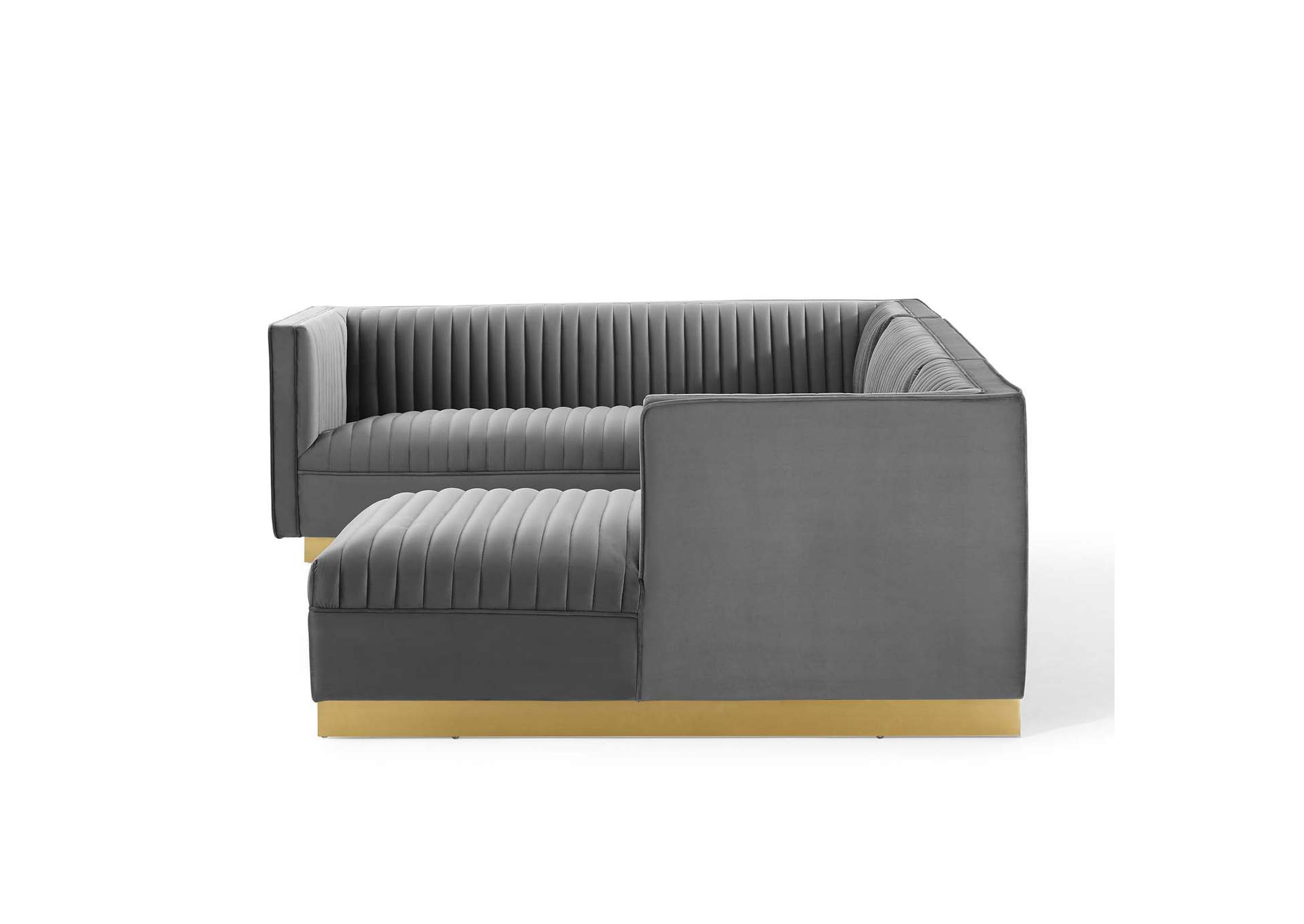 Gray Sanguine 3 Piece Performance Velvet Sectional Sofa Set,Modway