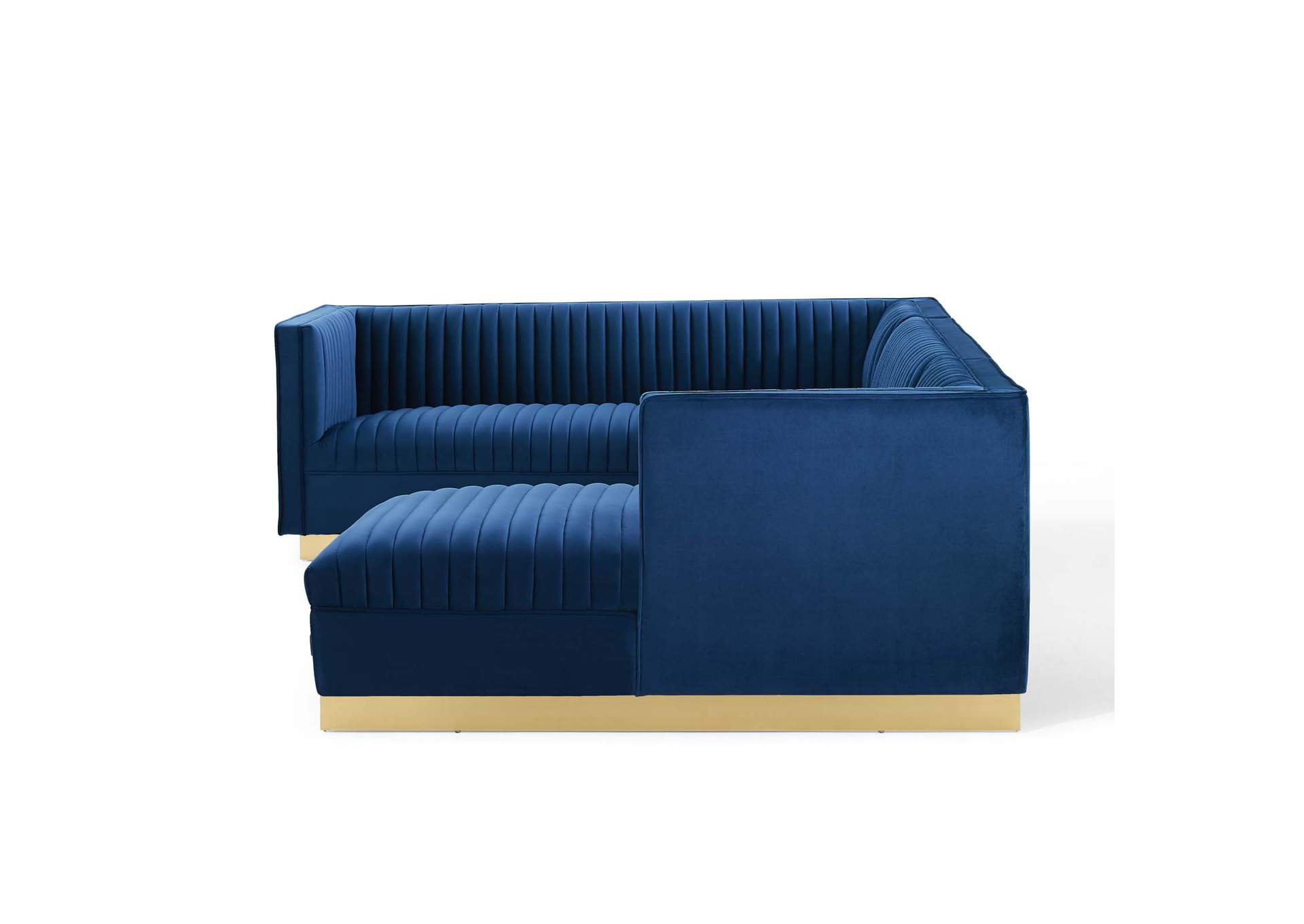 Navy Sanguine 3 Piece Performance Velvet Sectional Sofa Set,Modway