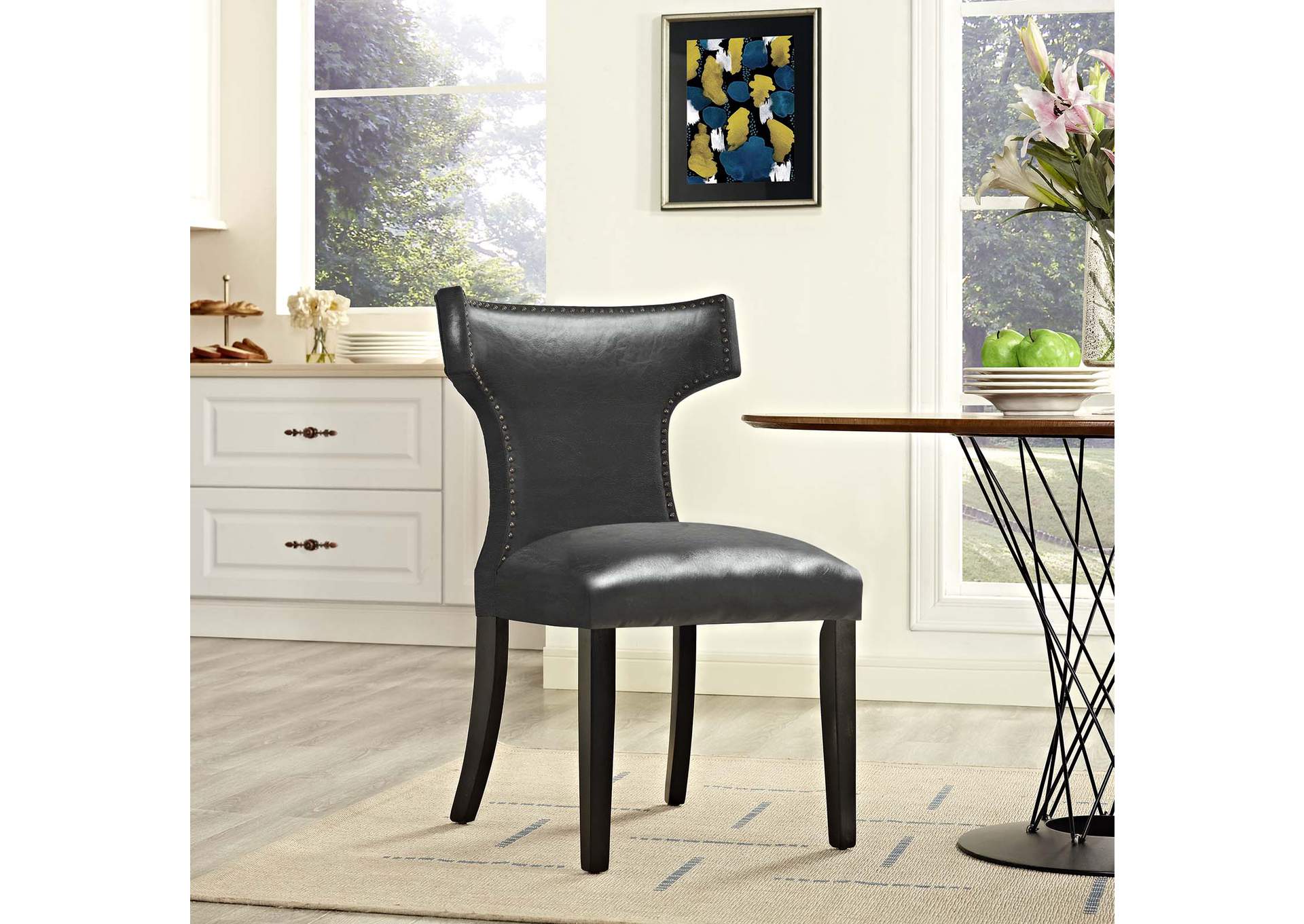 Black Curve Vinyl Dining Chair,Modway