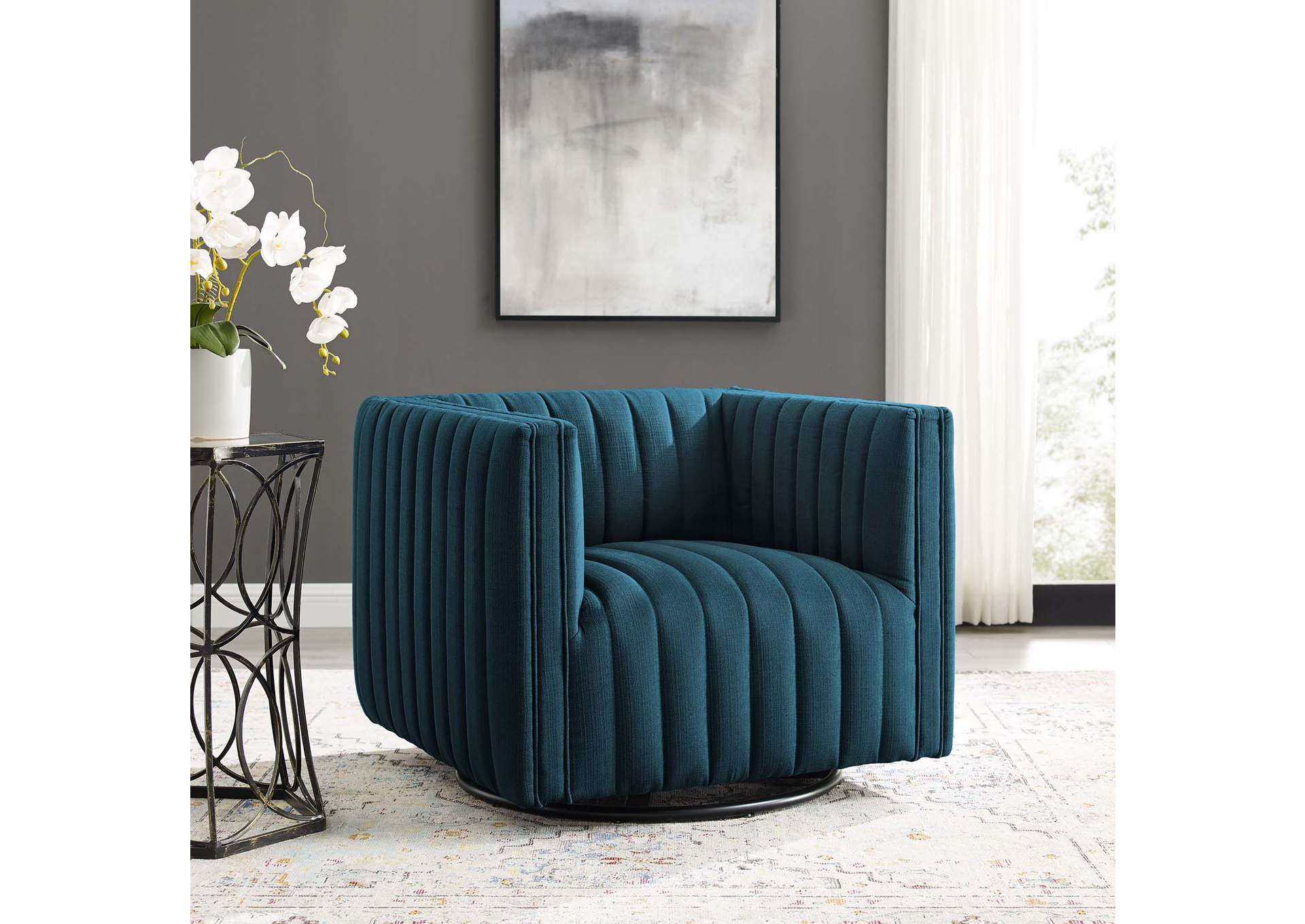 Azure Conjure Tufted Swivel Upholstered Arm Chair,Modway