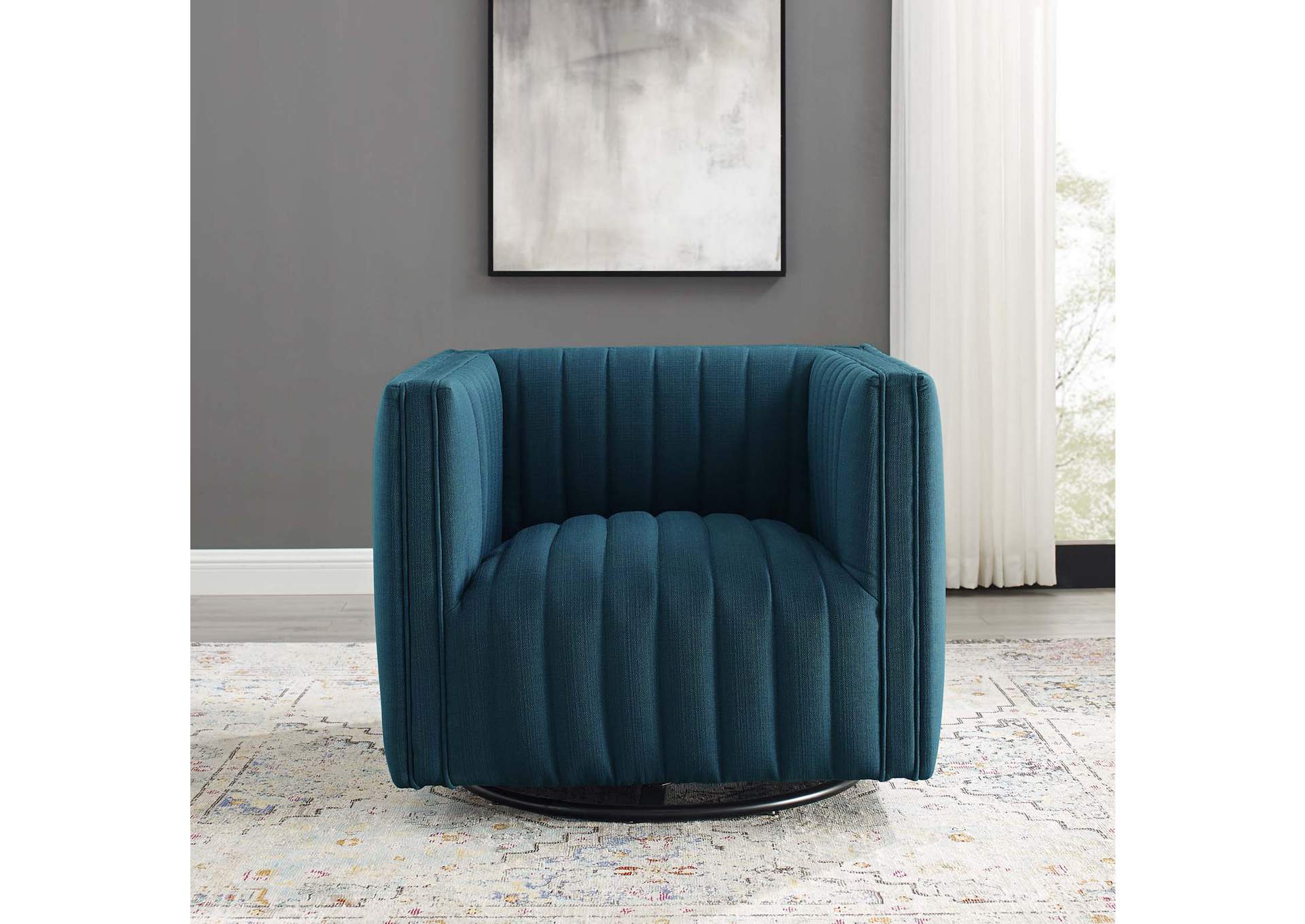 Azure Conjure Tufted Swivel Upholstered Arm Chair,Modway