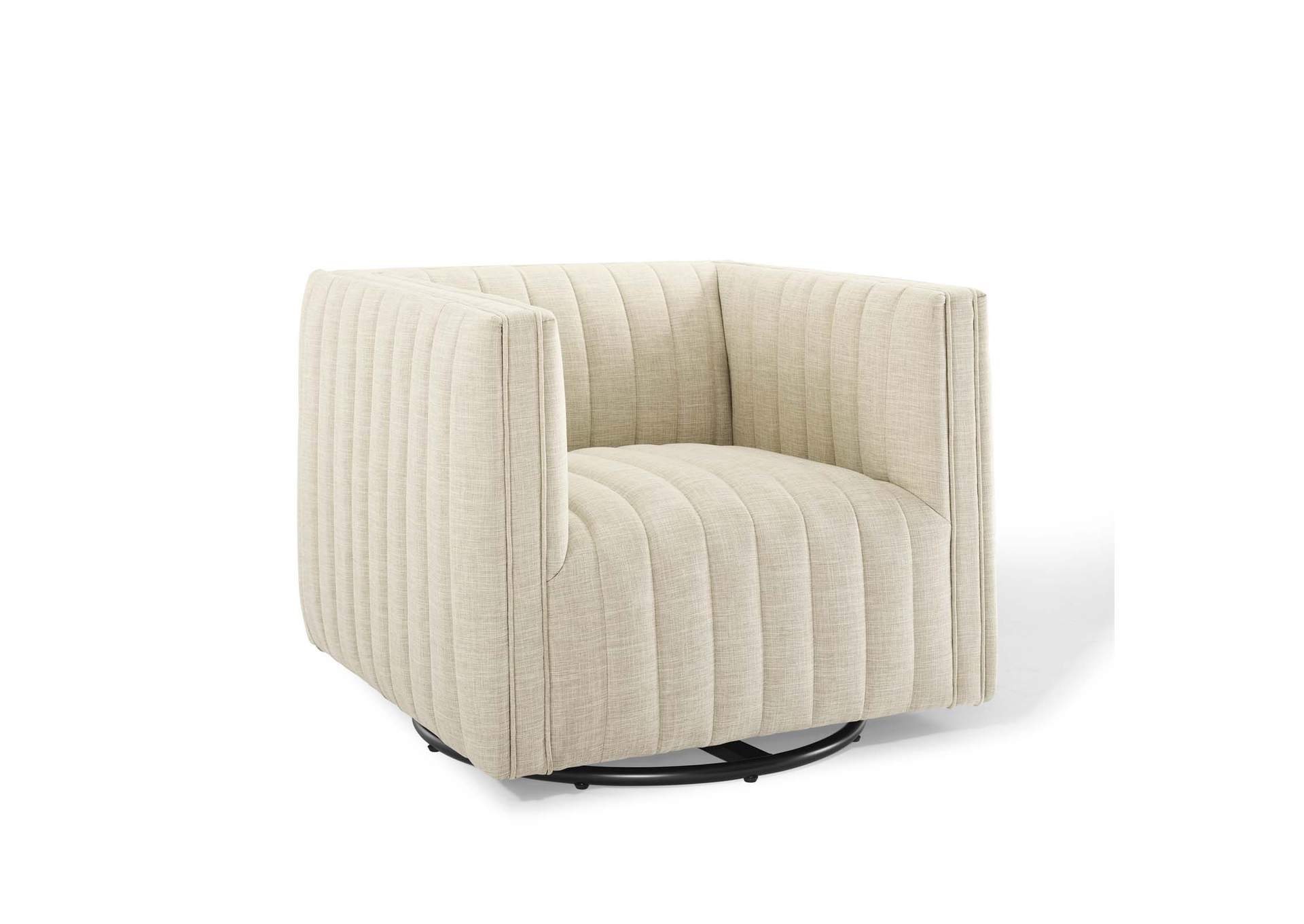 Beige Conjure Tufted Swivel Upholstered Arm Chair,Modway