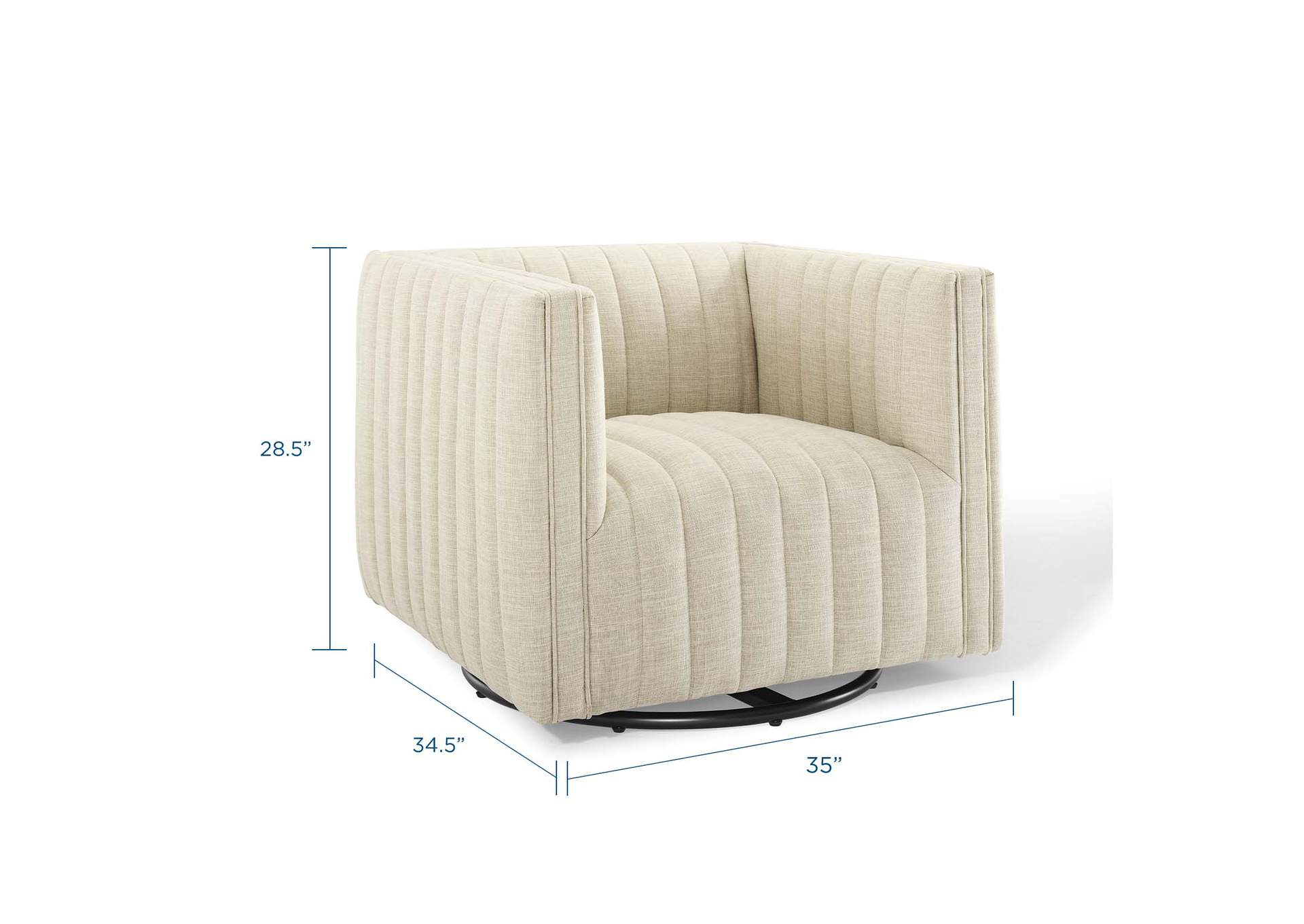 Beige Conjure Tufted Swivel Upholstered Arm Chair,Modway