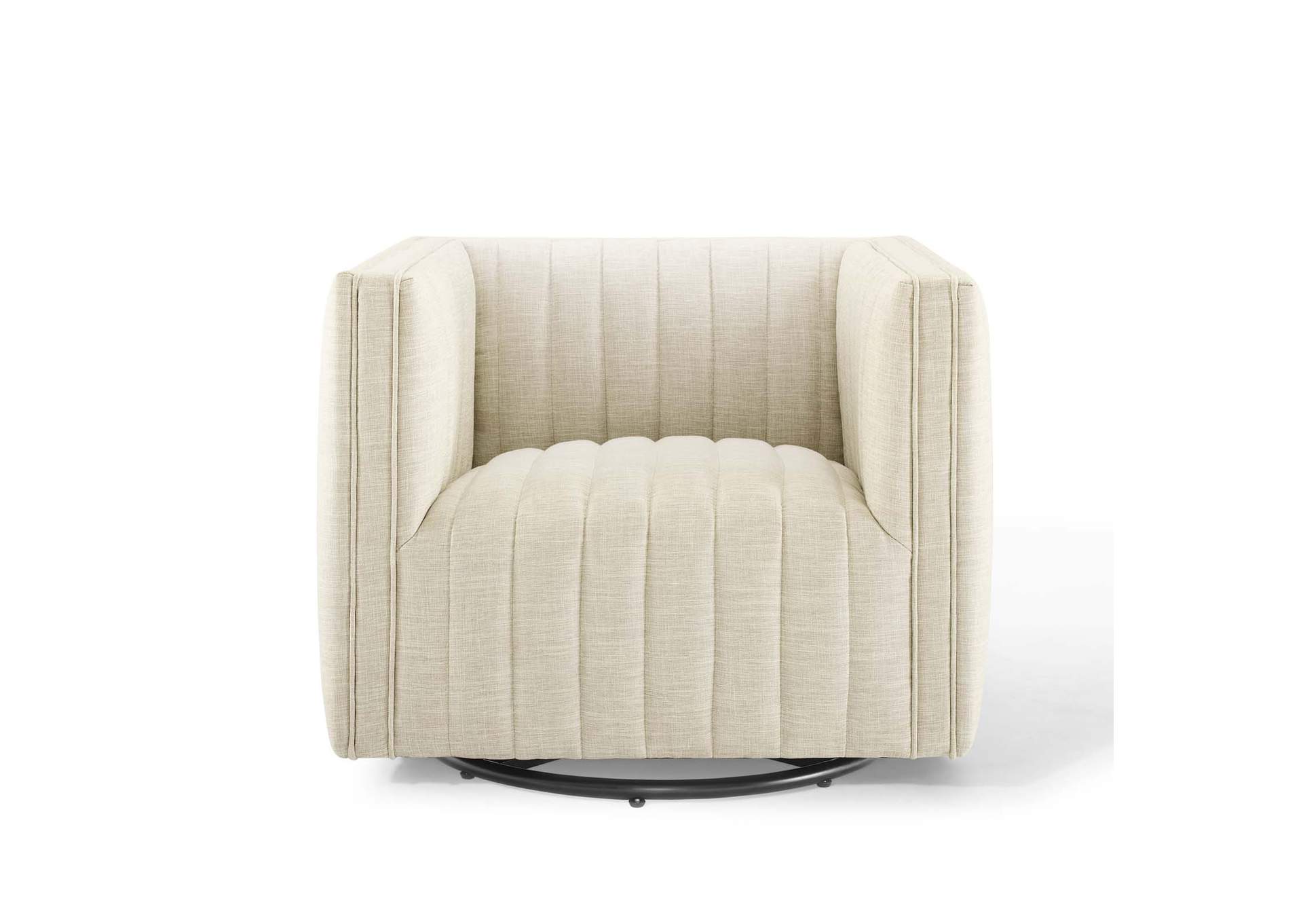 Beige Conjure Tufted Swivel Upholstered Arm Chair,Modway