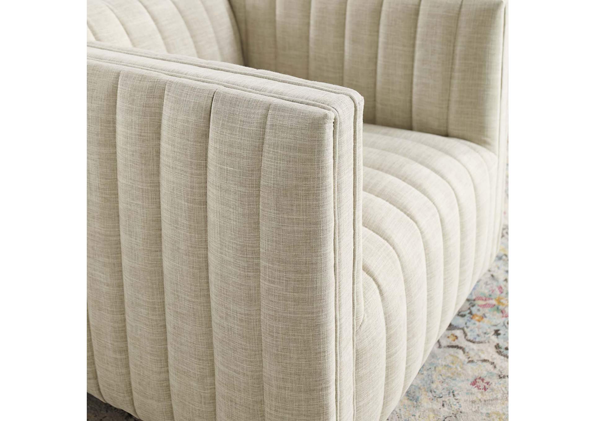 Beige Conjure Tufted Swivel Upholstered Arm Chair,Modway