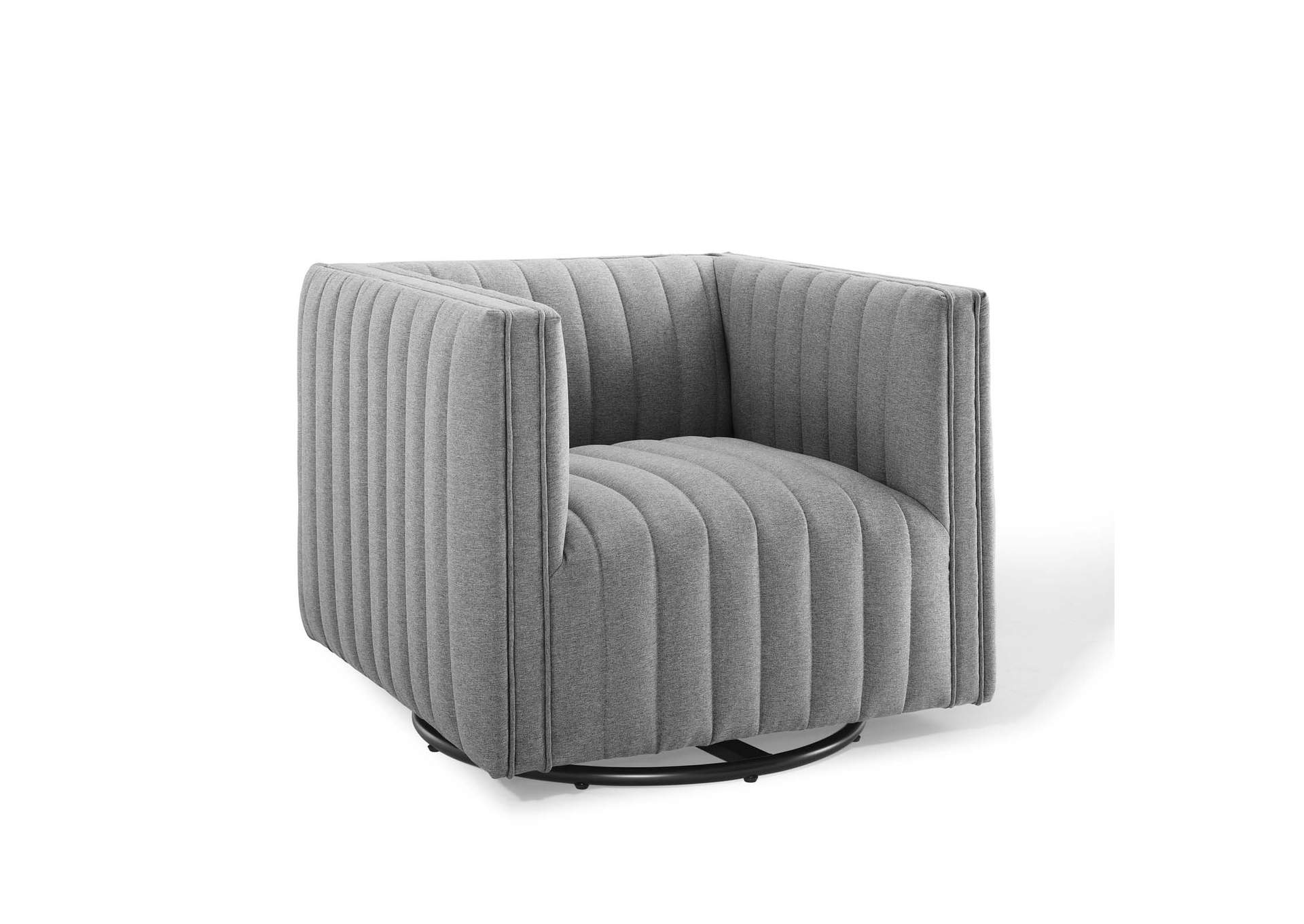 Light Gray Conjure Tufted Swivel Upholstered Arm Chair,Modway