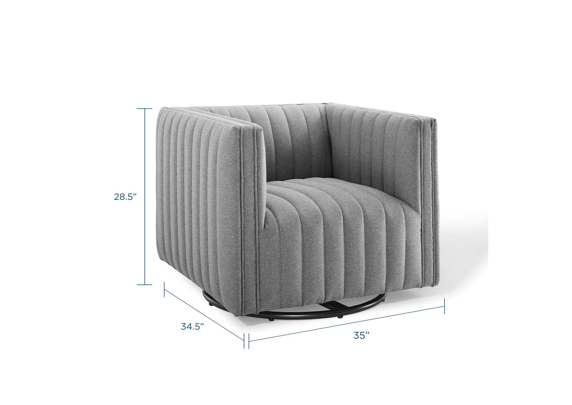 Light Gray Conjure Tufted Swivel Upholstered Arm Chair,Modway