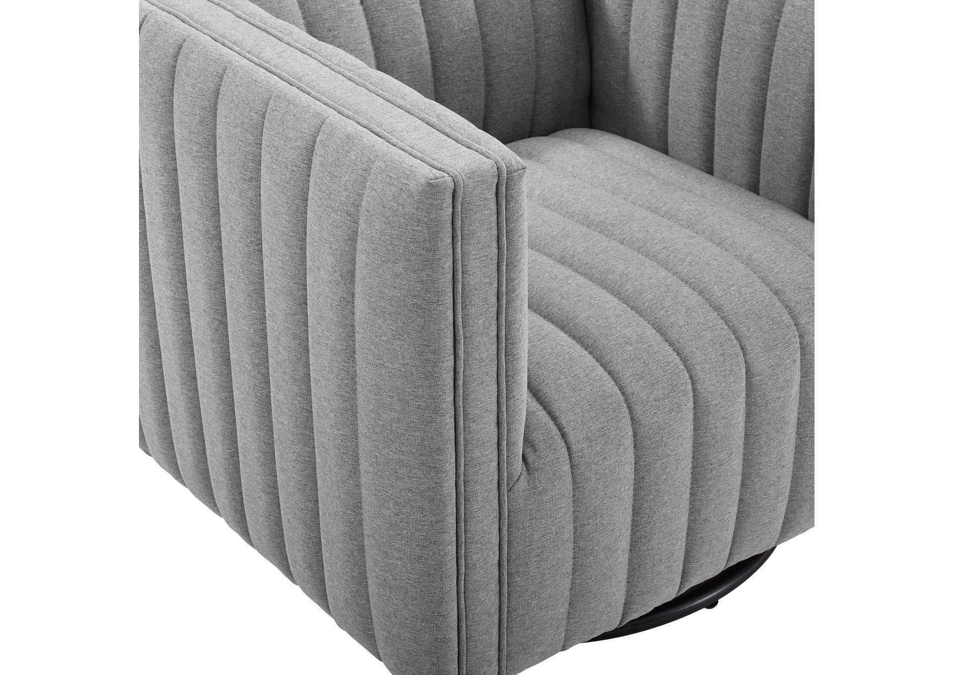 Light Gray Conjure Tufted Swivel Upholstered Arm Chair,Modway