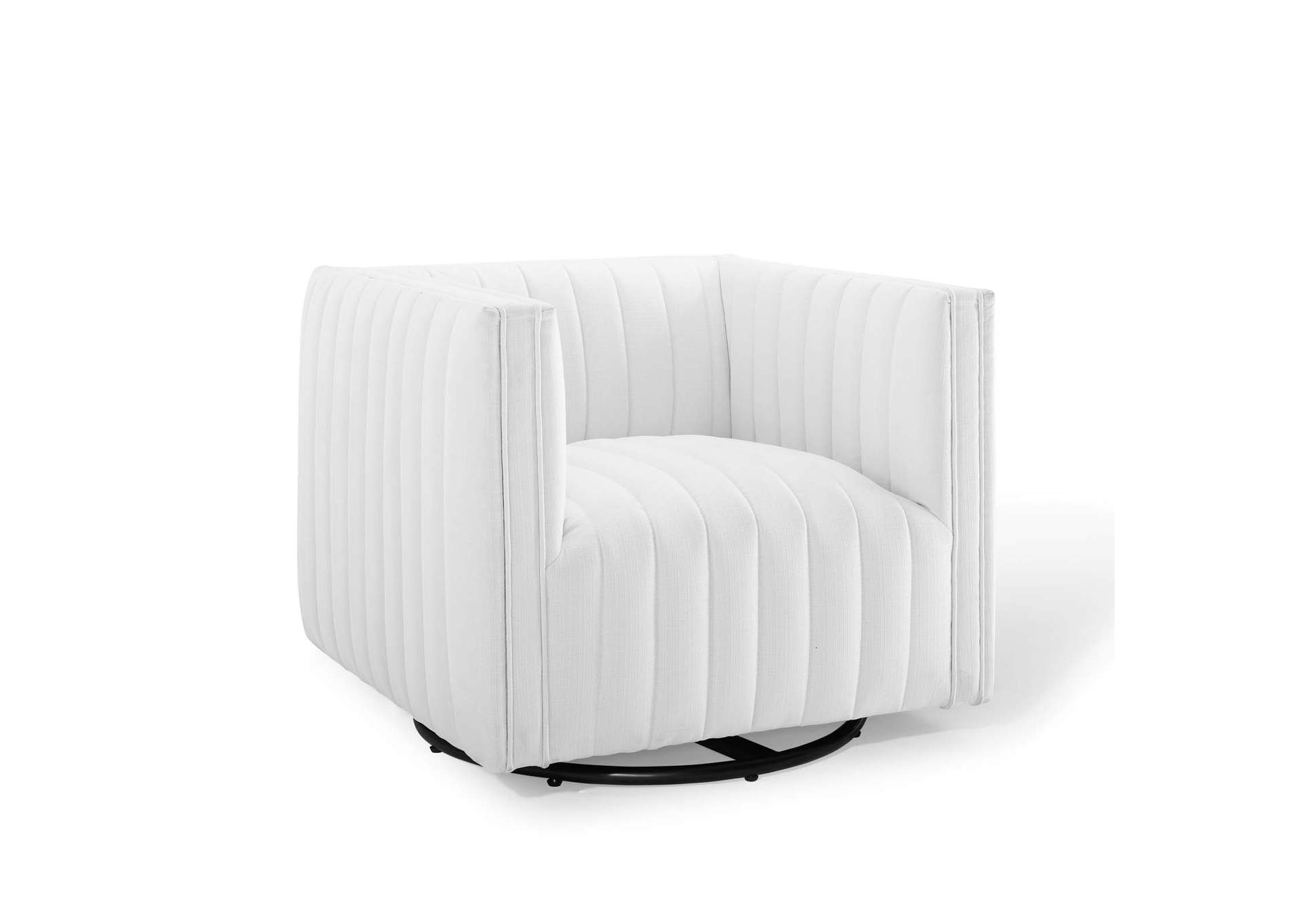 White Conjure Tufted Swivel Upholstered Arm Chair,Modway